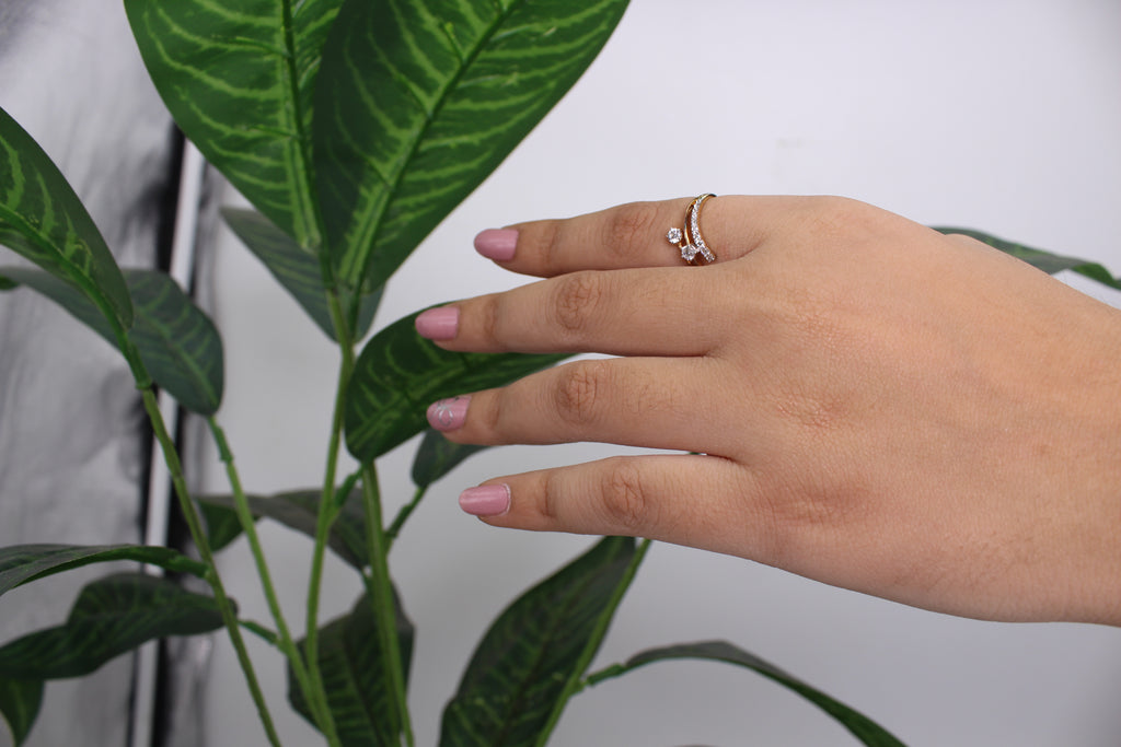 Diamond Curve Open Band Ring