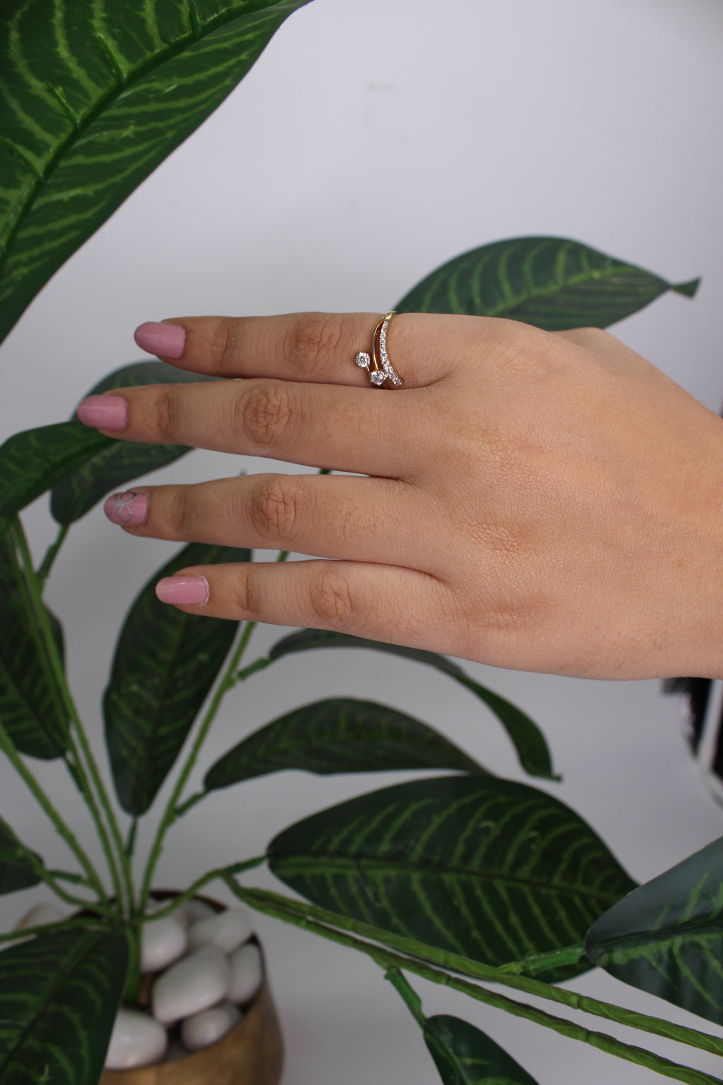 Diamond Curve Open Band Ring