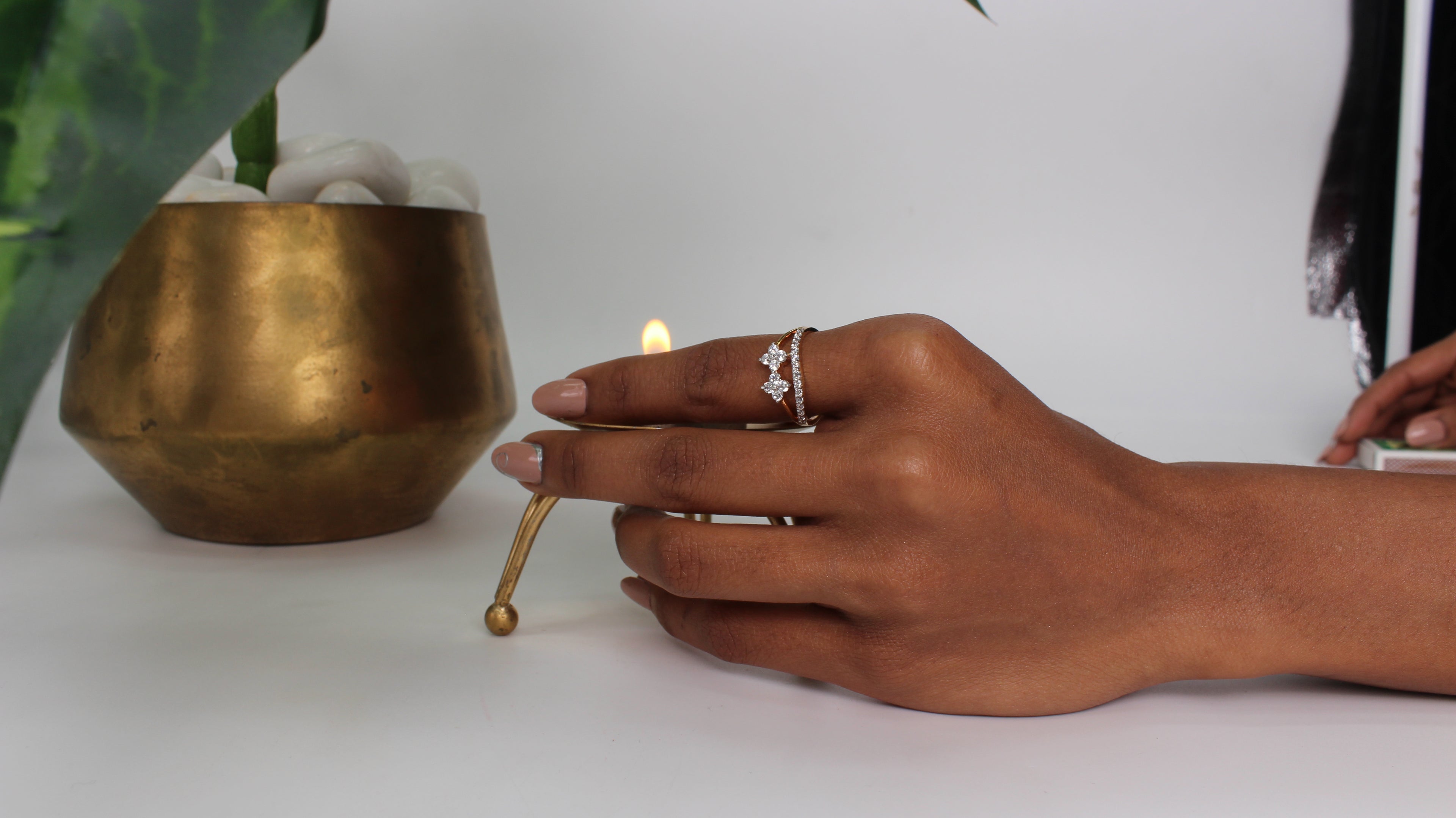 Diamond Floral Cluster Open Band Ring