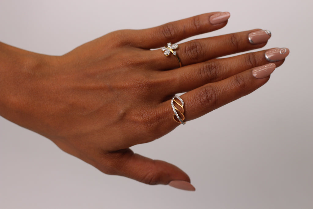 Diamond Twist Multi Band Ring