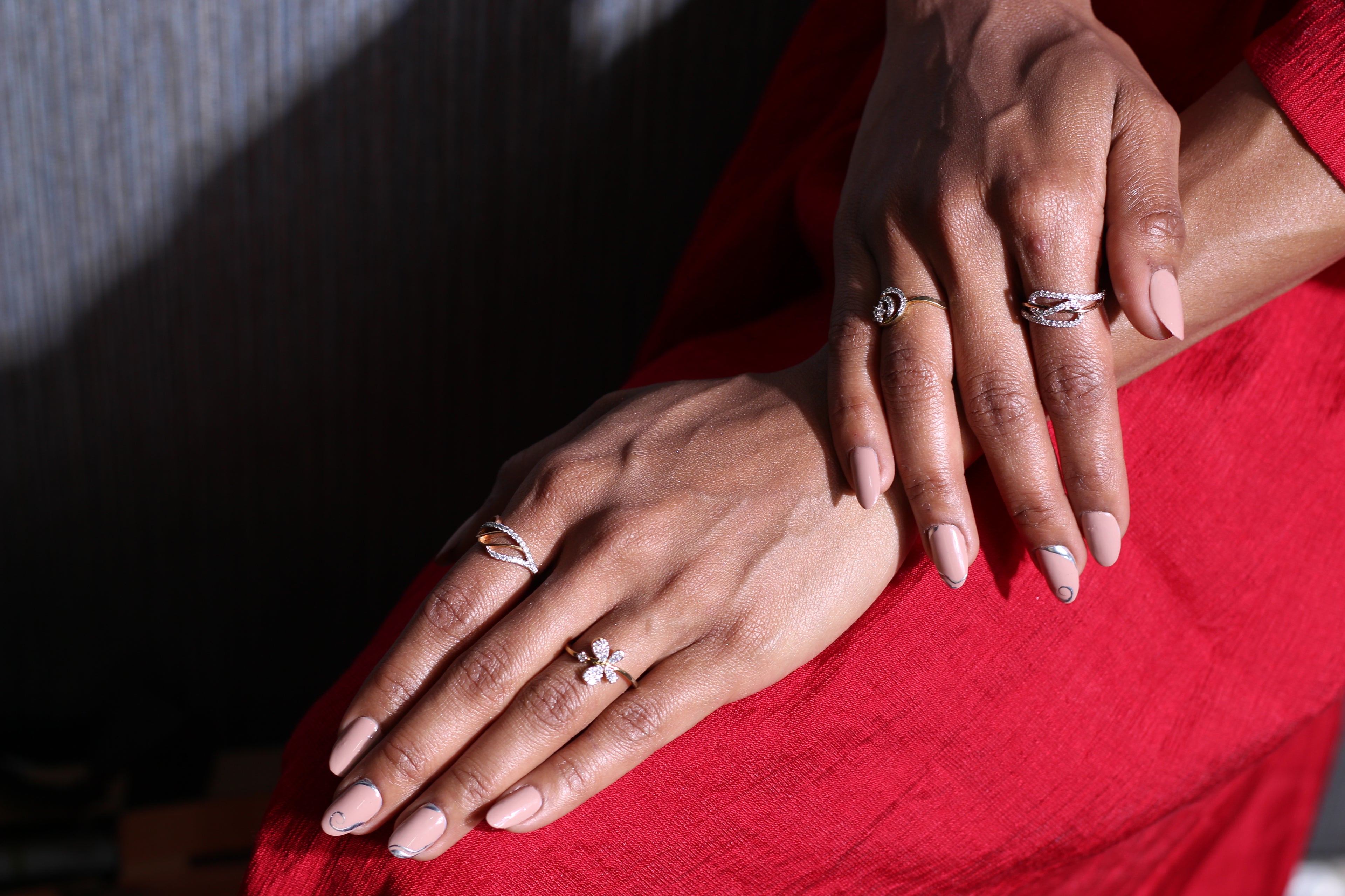 Diamond Crescent Star Band Ring