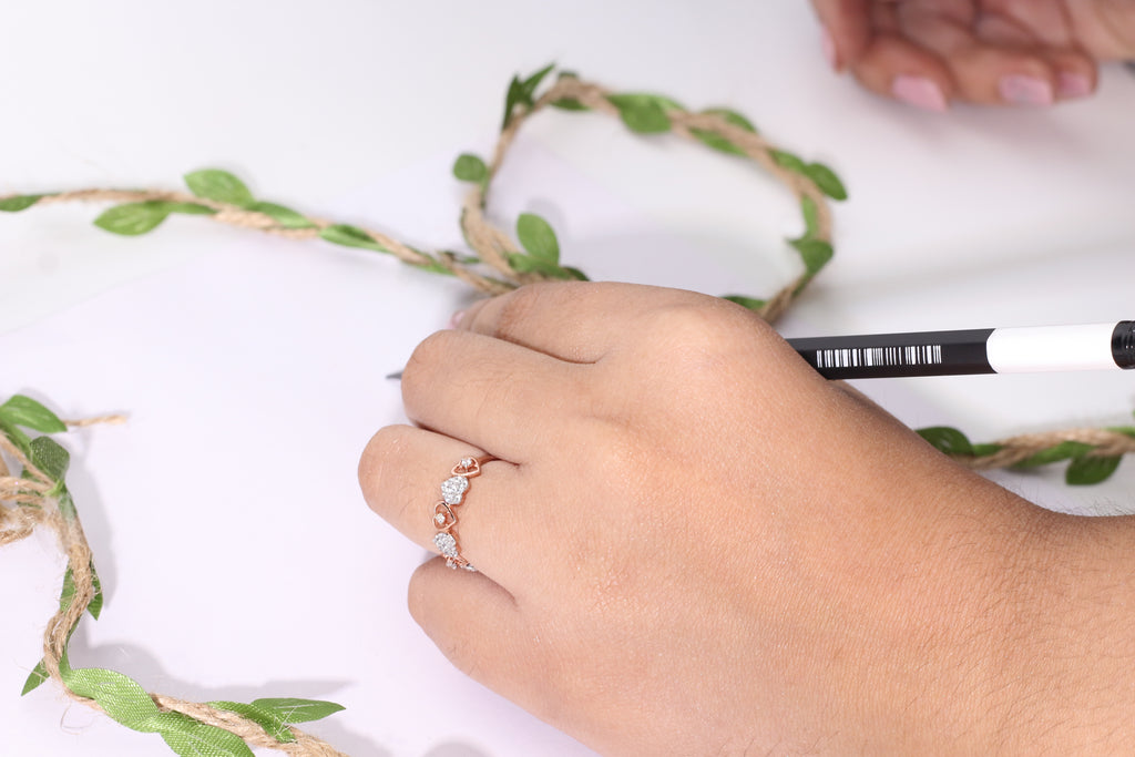 Diamond Heart Motif Open Band Ring