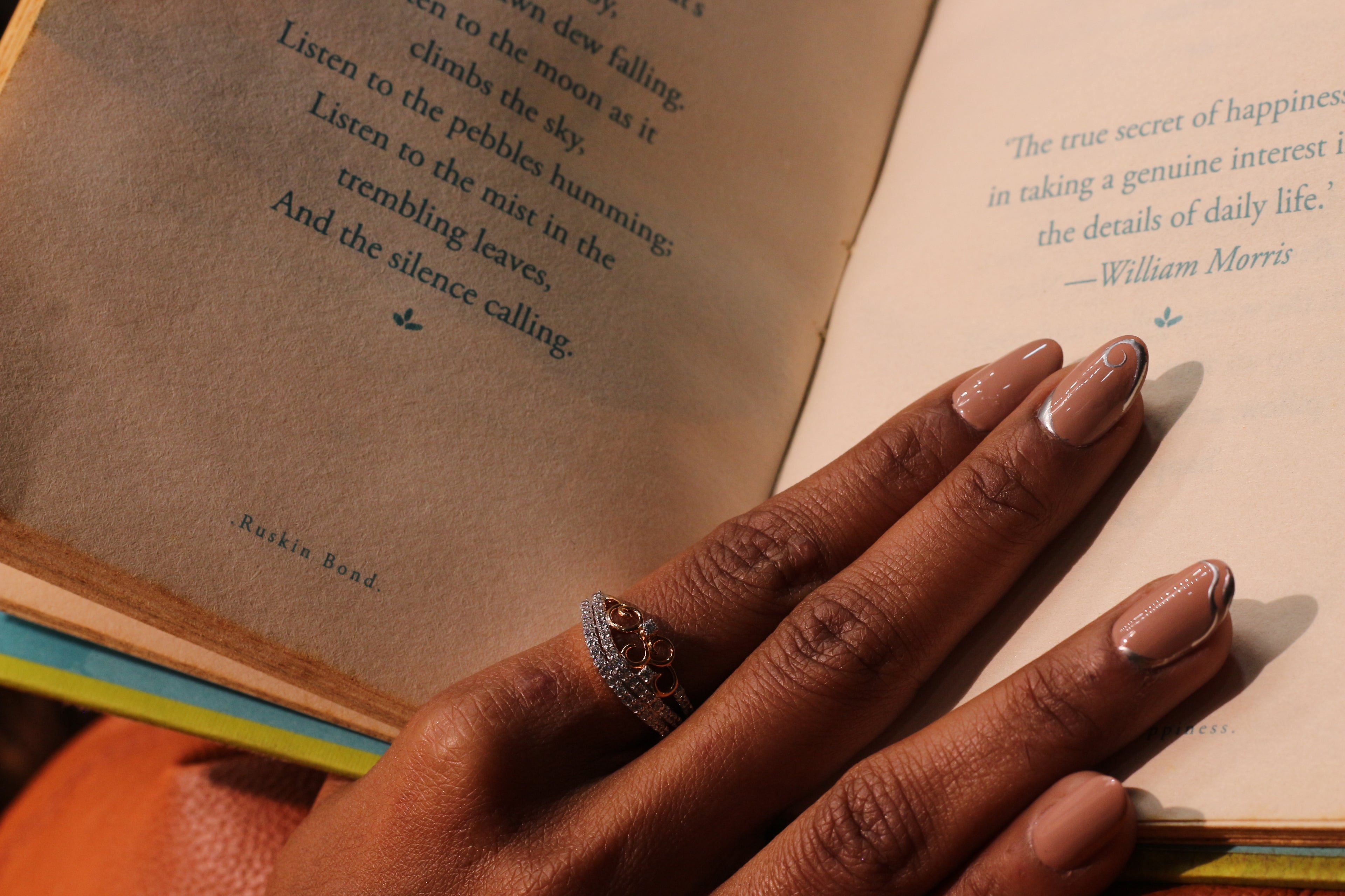 Diamond Scroll Multi Row Band Ring