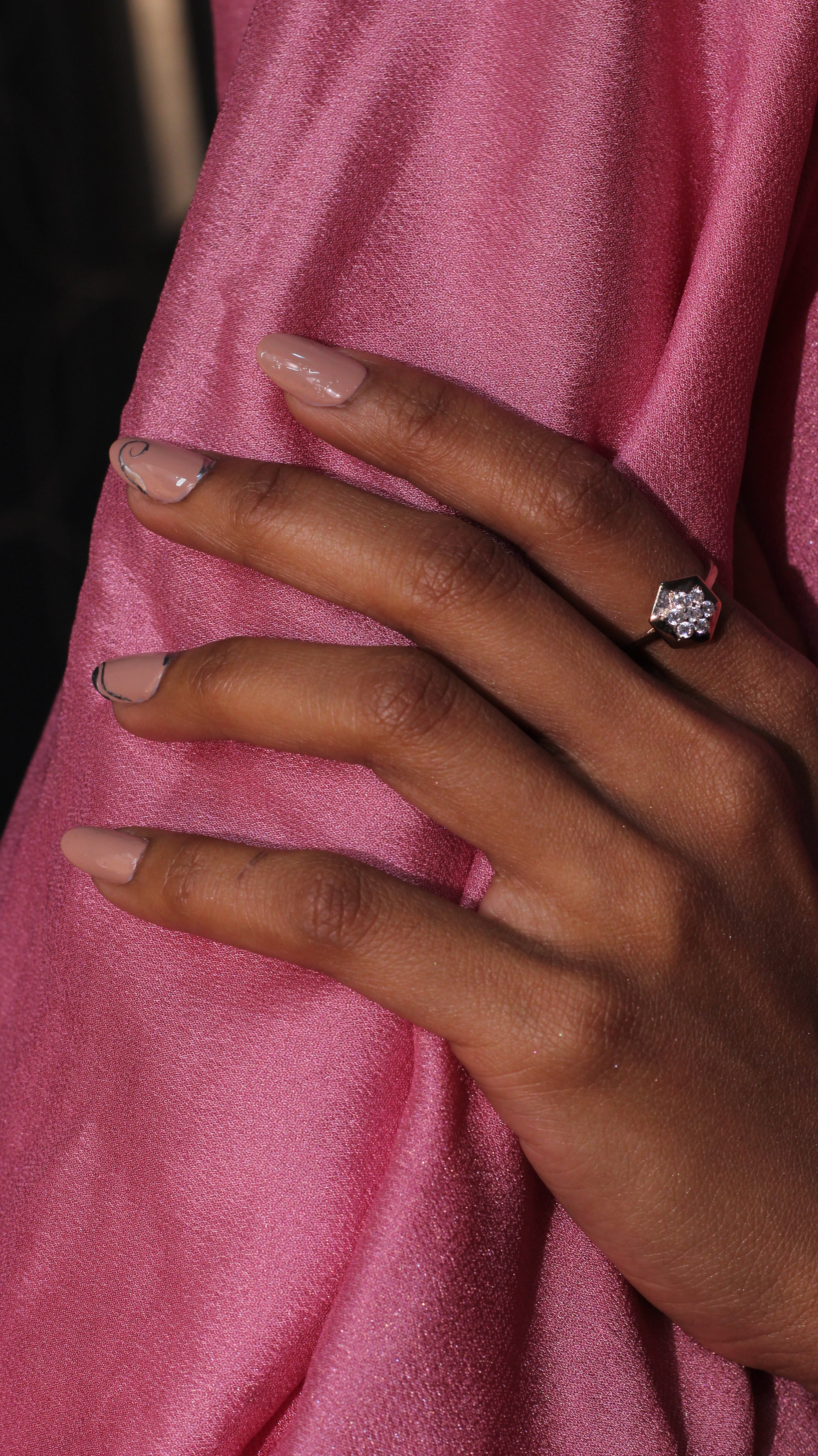 Diamond Hexagon Cluster Band Ring