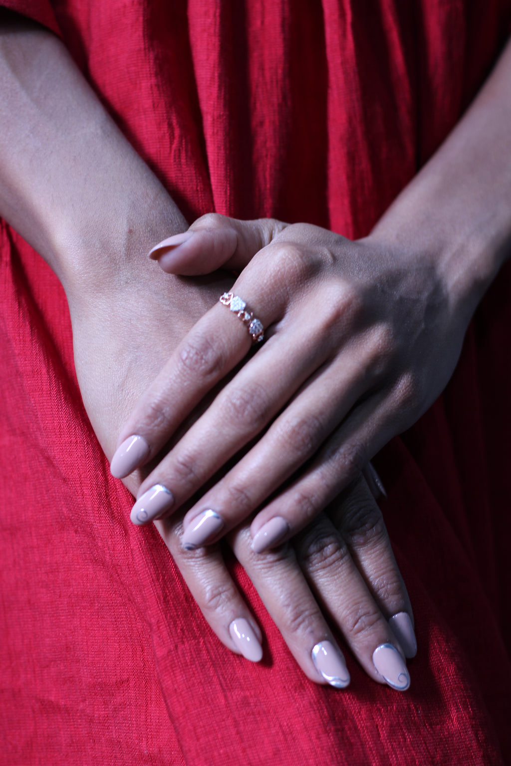 Diamond Heart Motif Open Band Ring