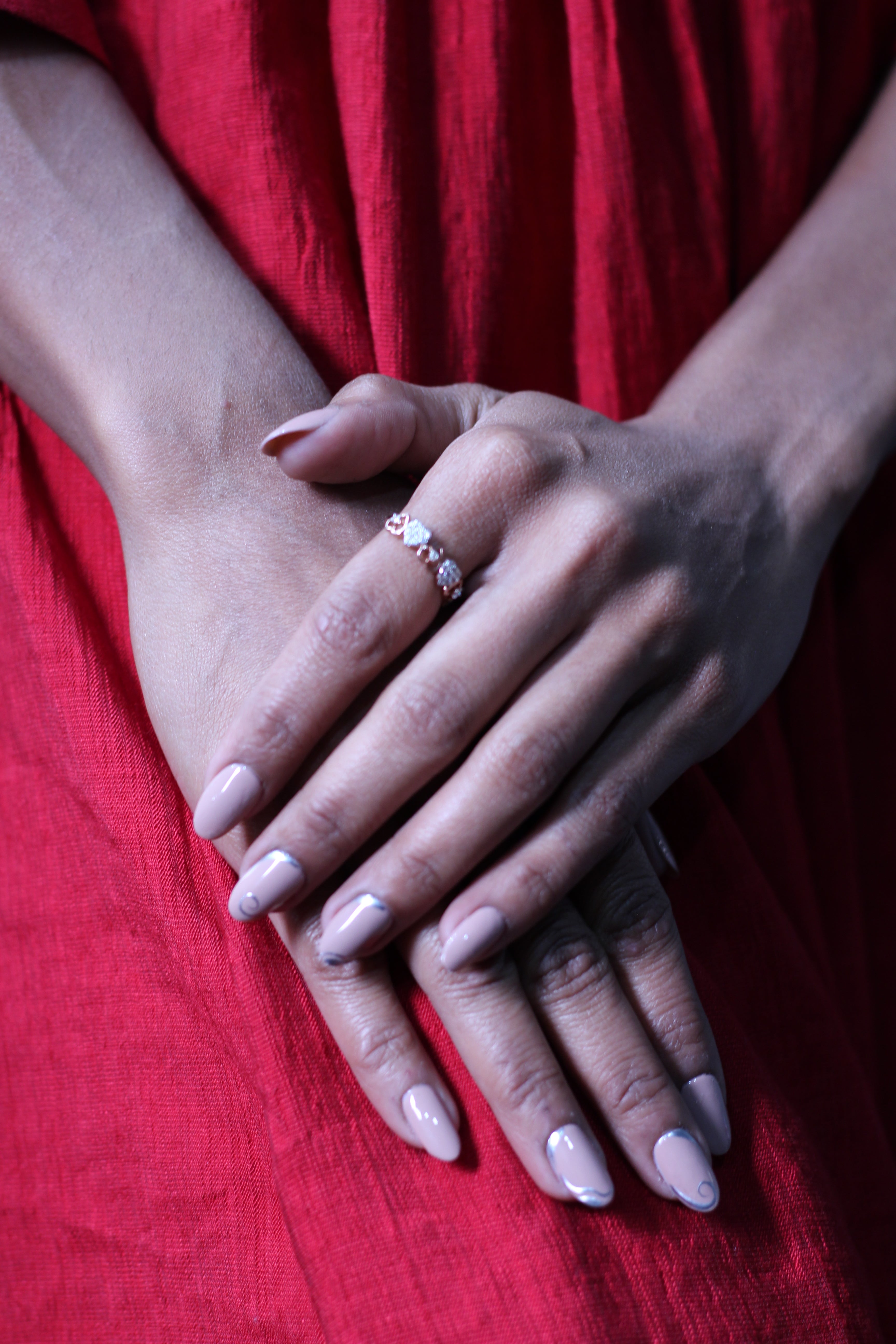 Diamond Heart Motif Open Band Ring