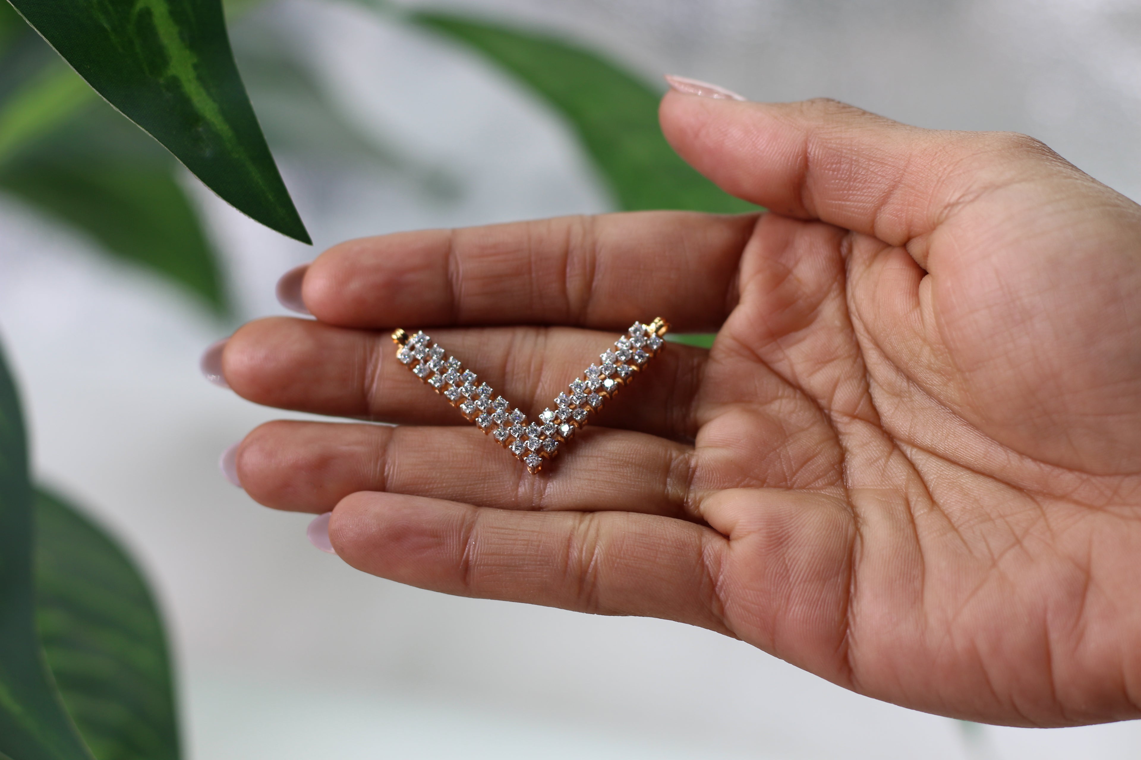 Diamond V-Shape Bar Pendant