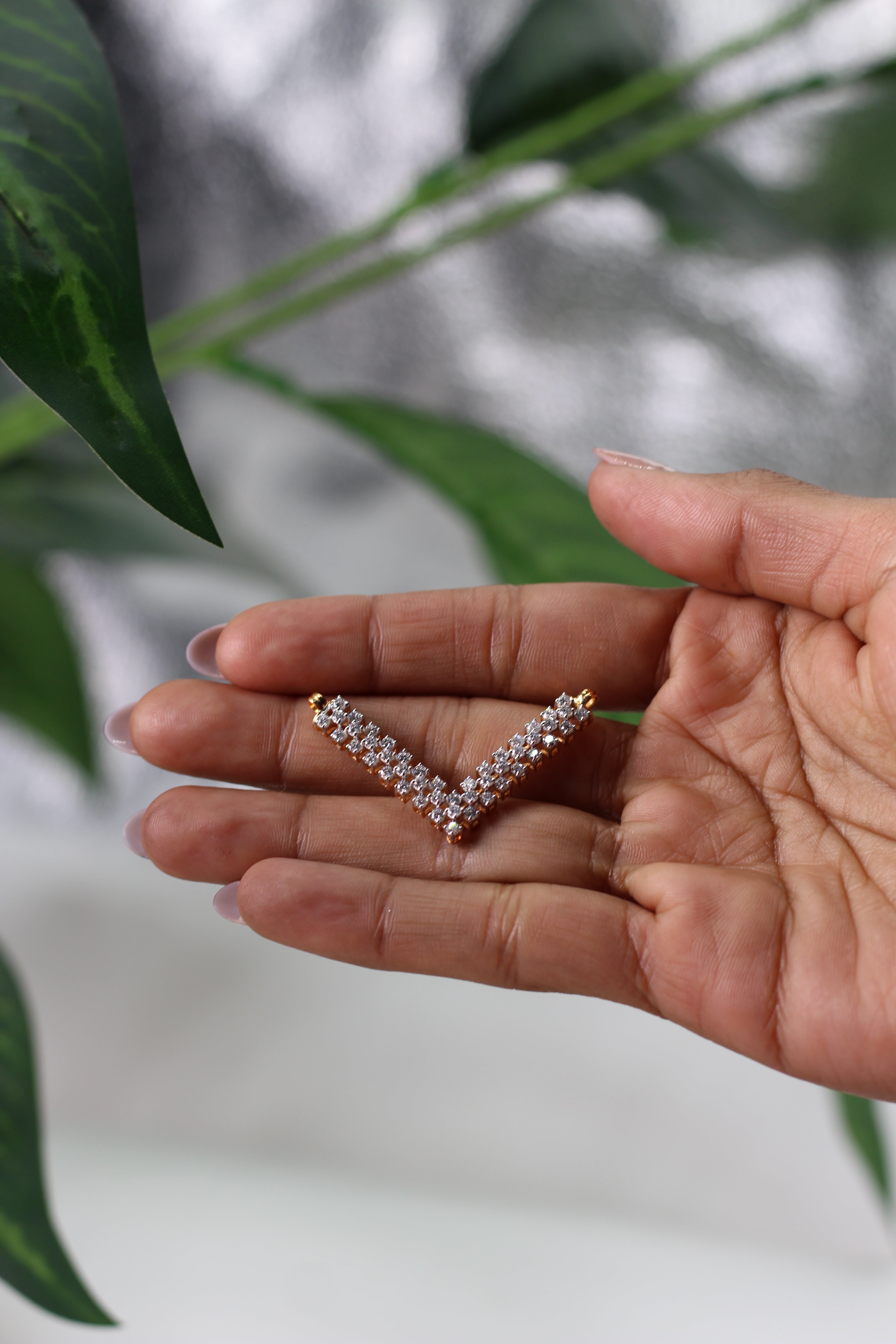 Diamond V-Shape Bar Pendant