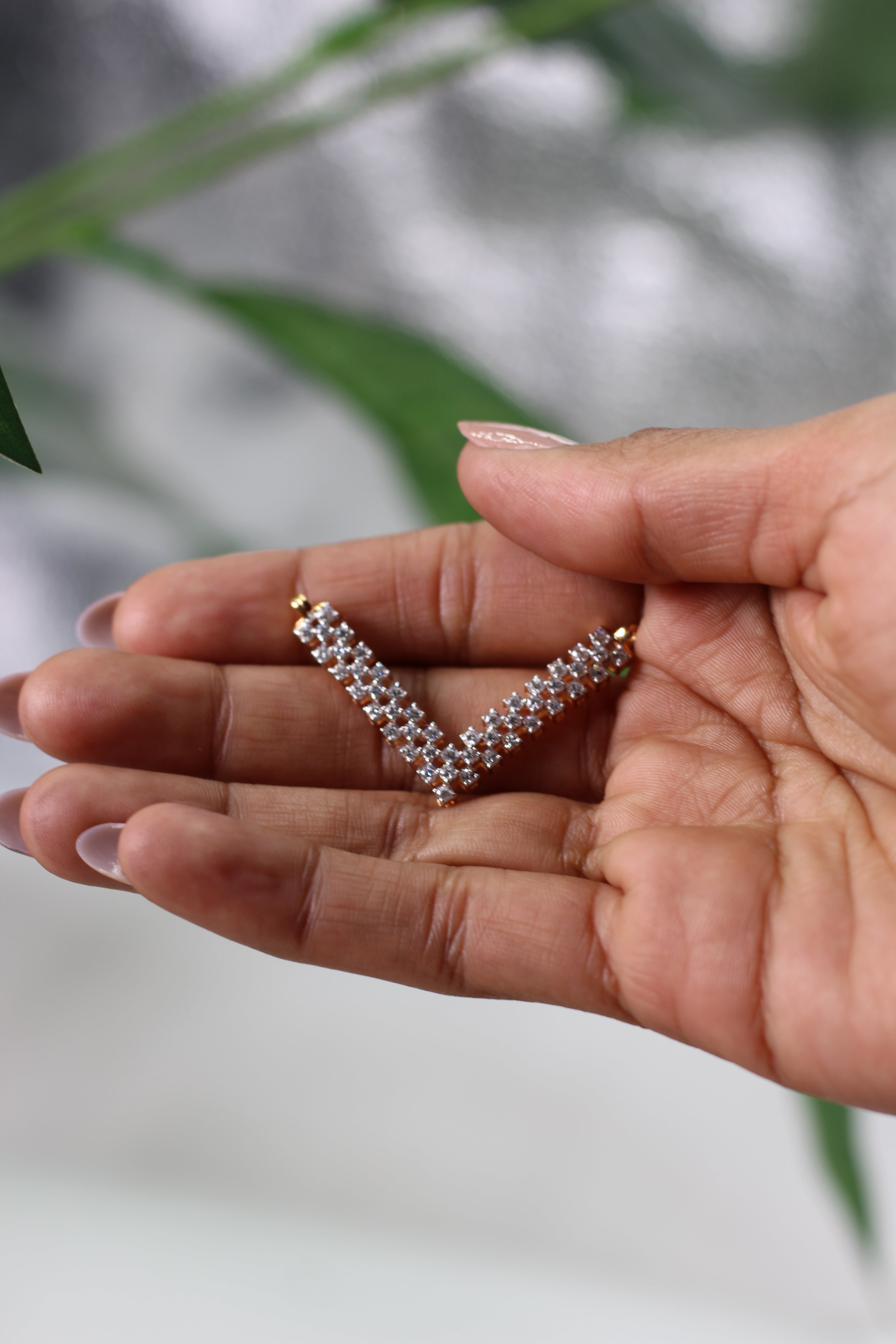 Diamond V-Shape Bar Pendant