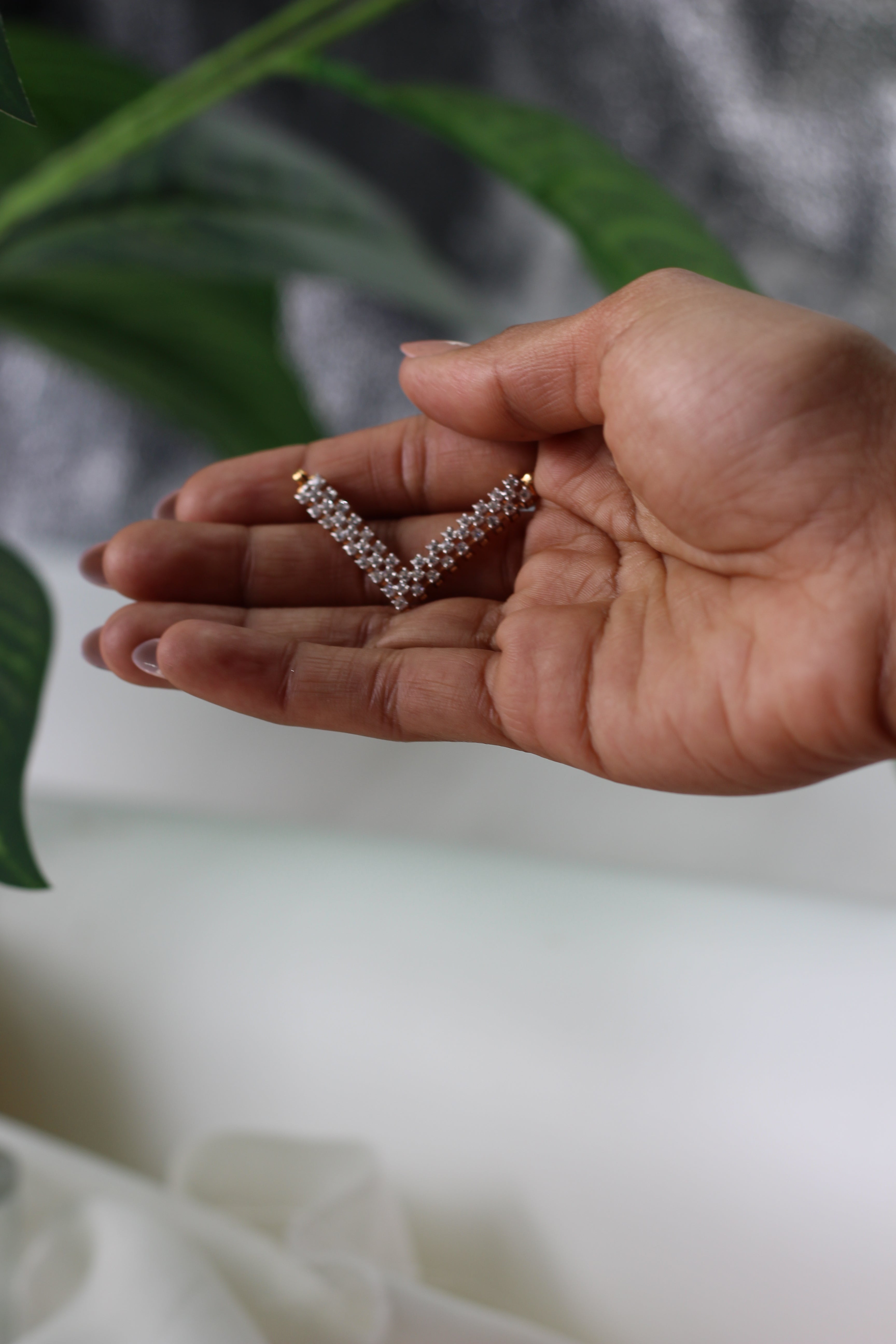 Diamond V-Shape Bar Pendant