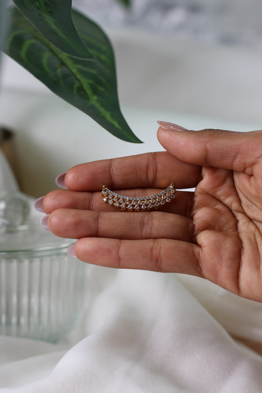 Diamond Curved Gold Mangalsutra Pendant for Women