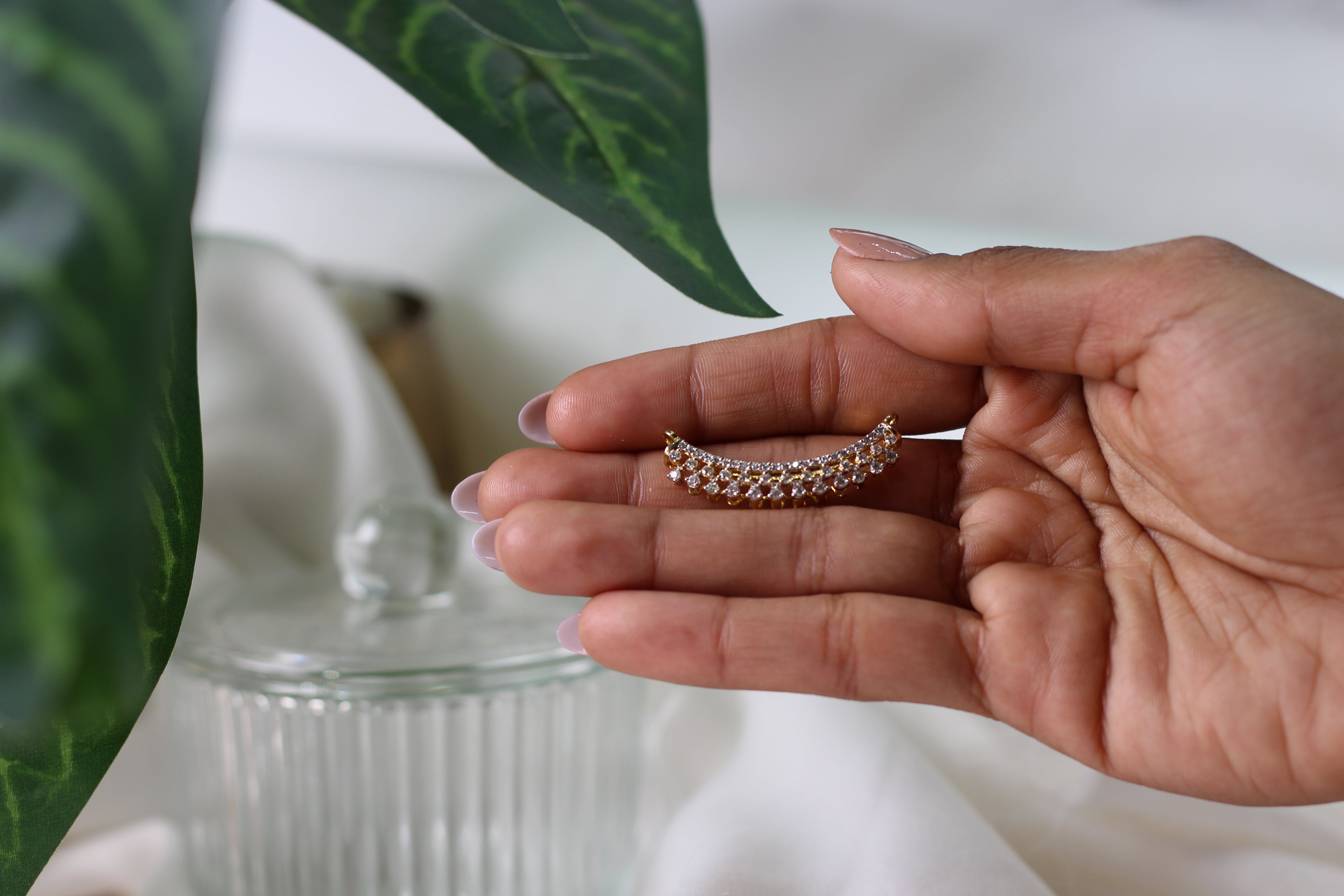 Diamond Curved Gold Mangalsutra Pendant for Women