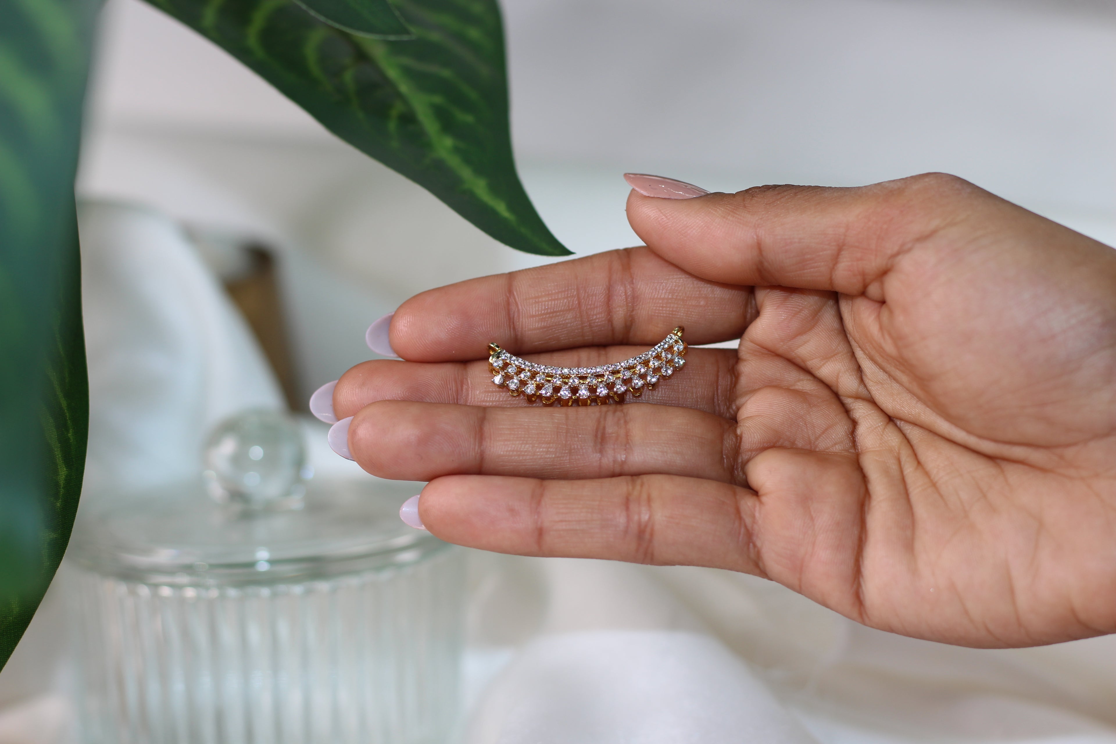 Diamond Curved Gold Mangalsutra Pendant for Women