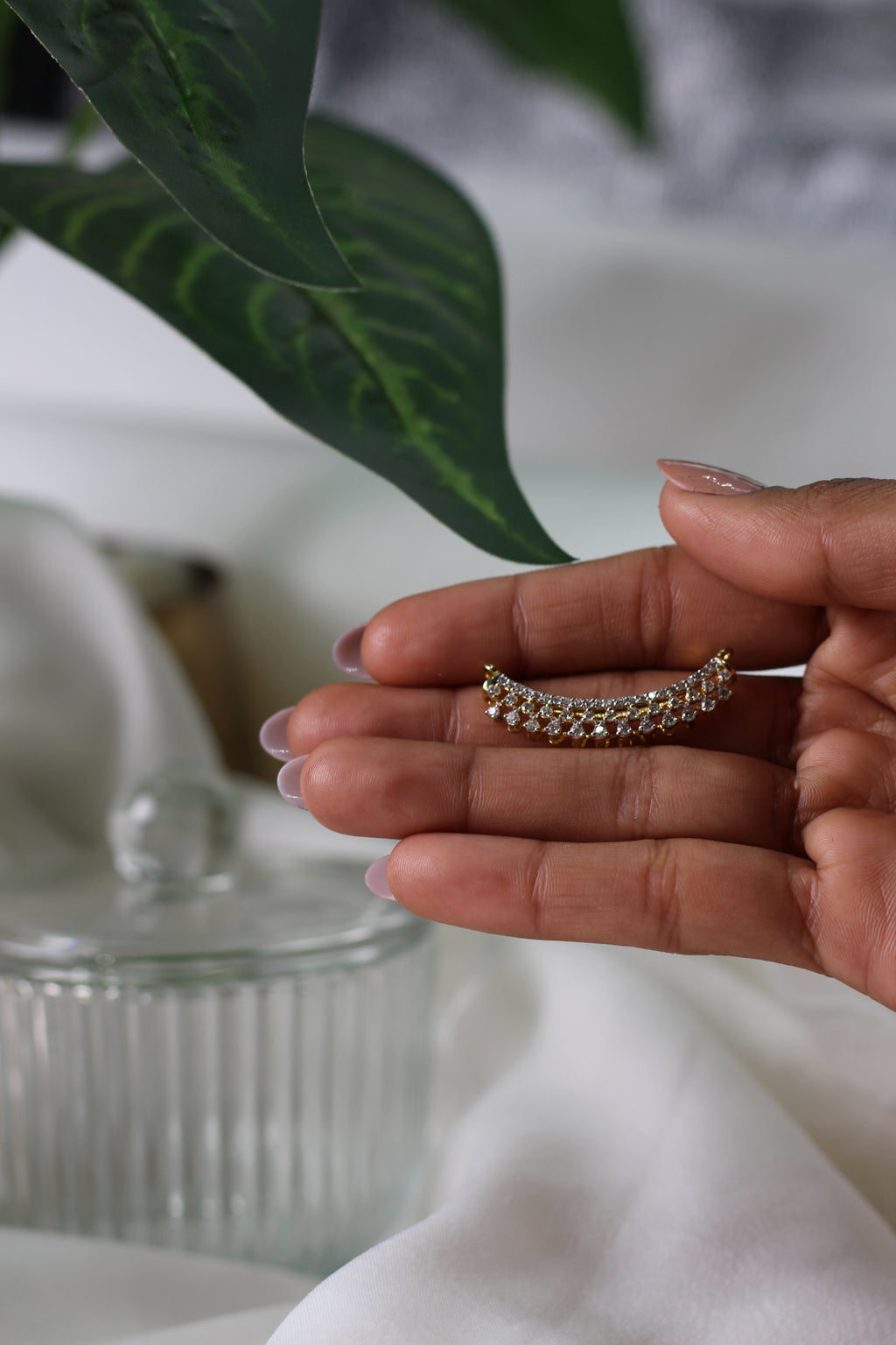 Diamond Curved Gold Mangalsutra Pendant for Women