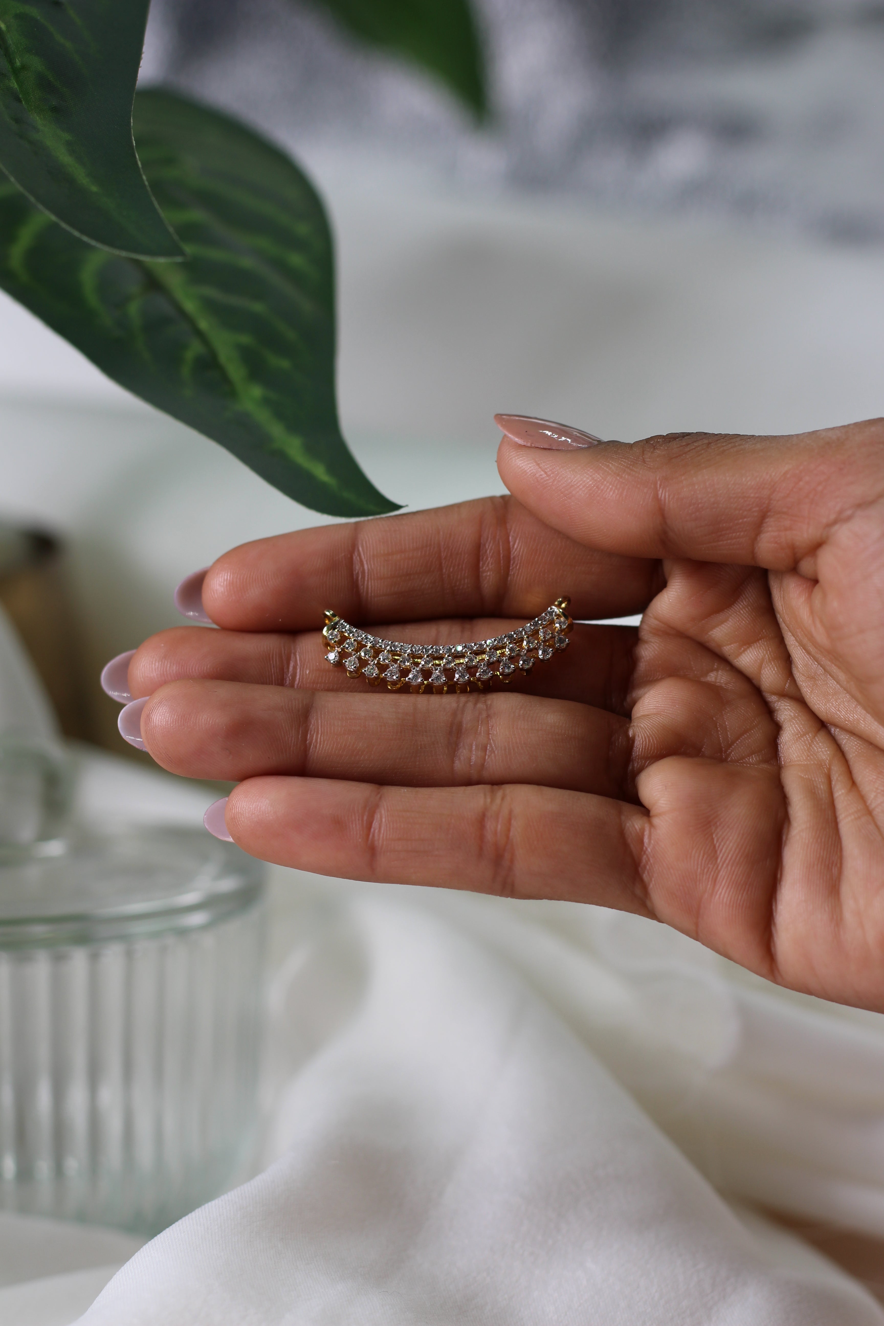 Diamond Curved Gold Mangalsutra Pendant for Women