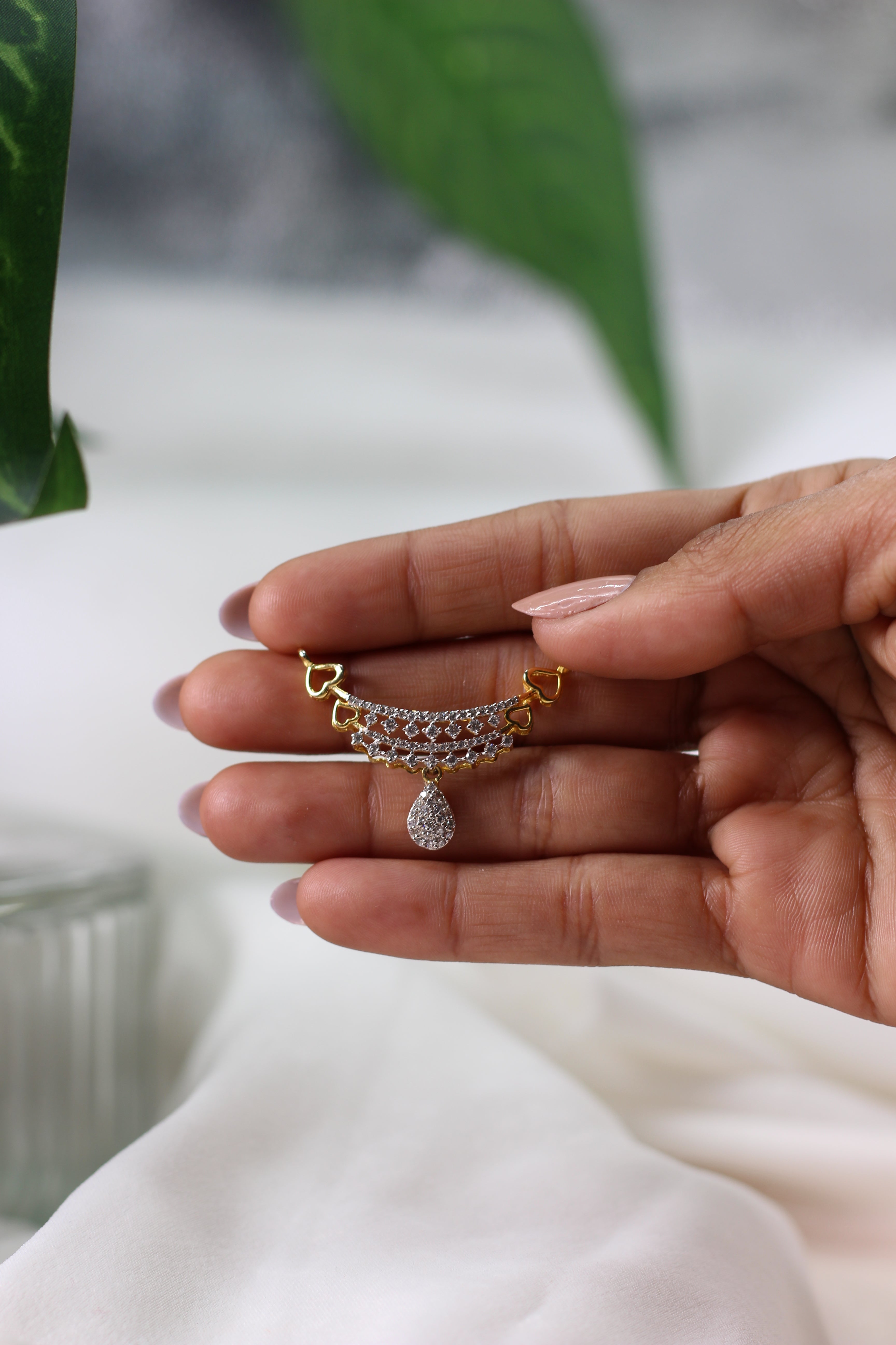 Yellow Gold Mangalsutra Pendant With Drop Design