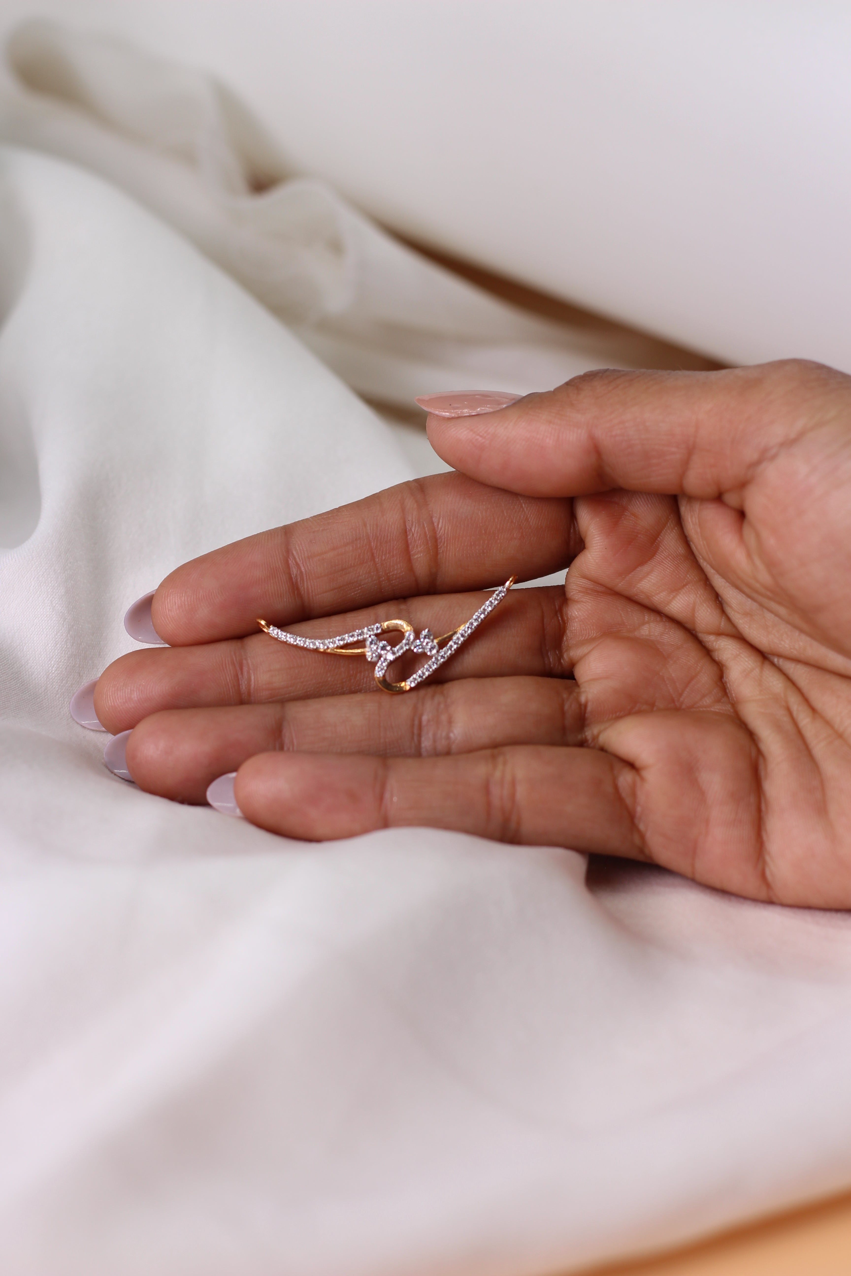 Infinity Shape Diamond Gold Pendant