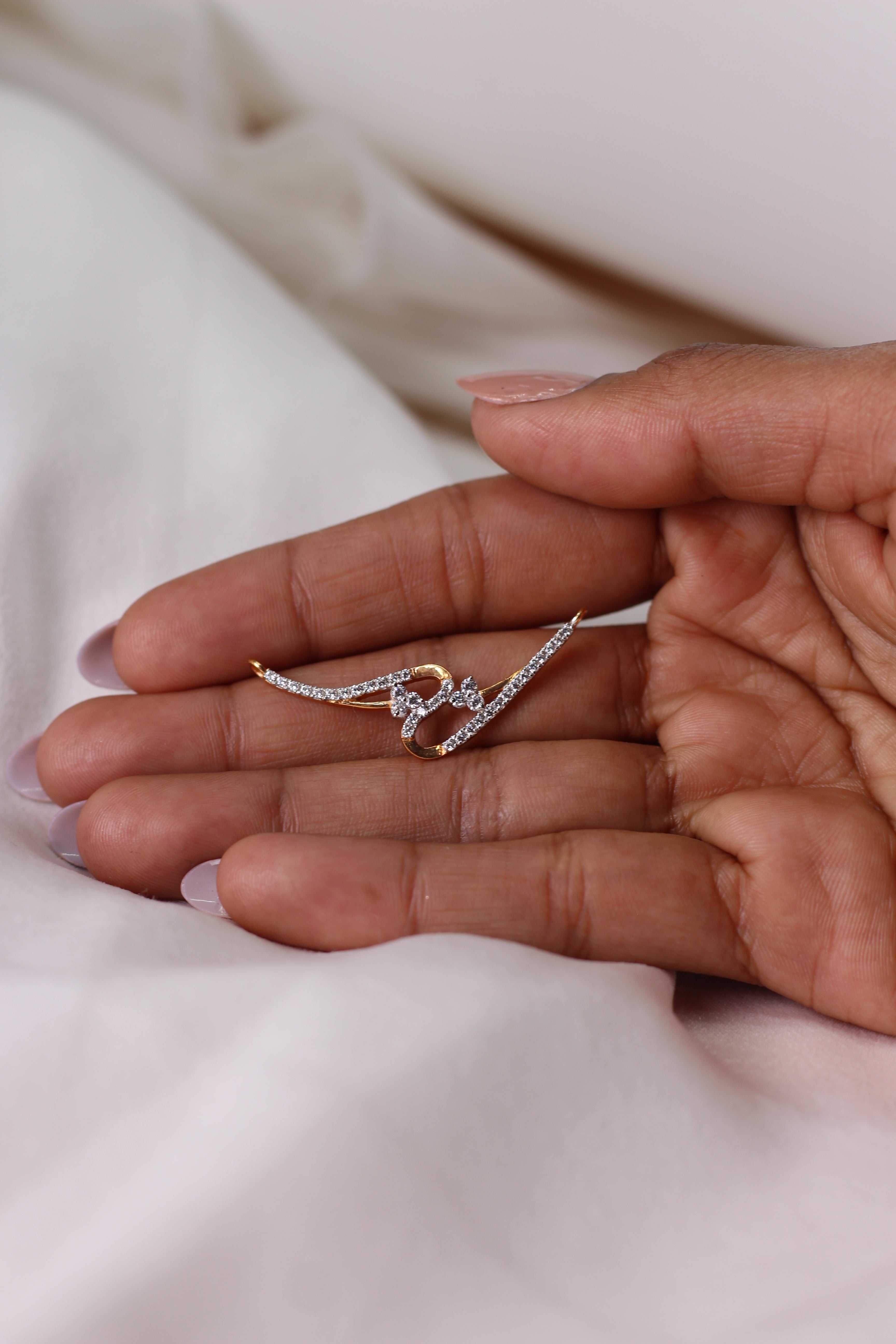 Infinity Shape Diamond Gold Pendant