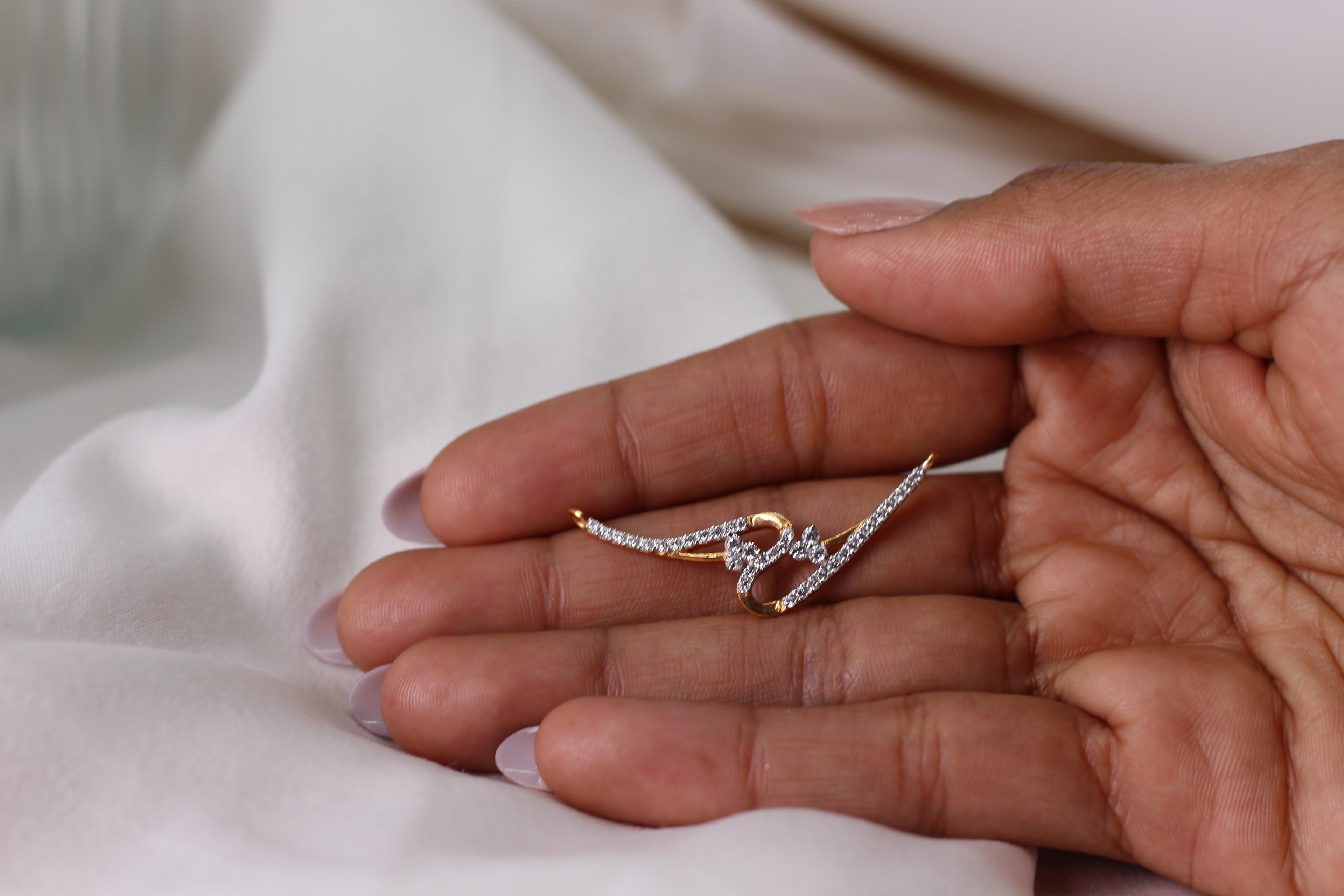 Infinity Shape Diamond Gold Pendant