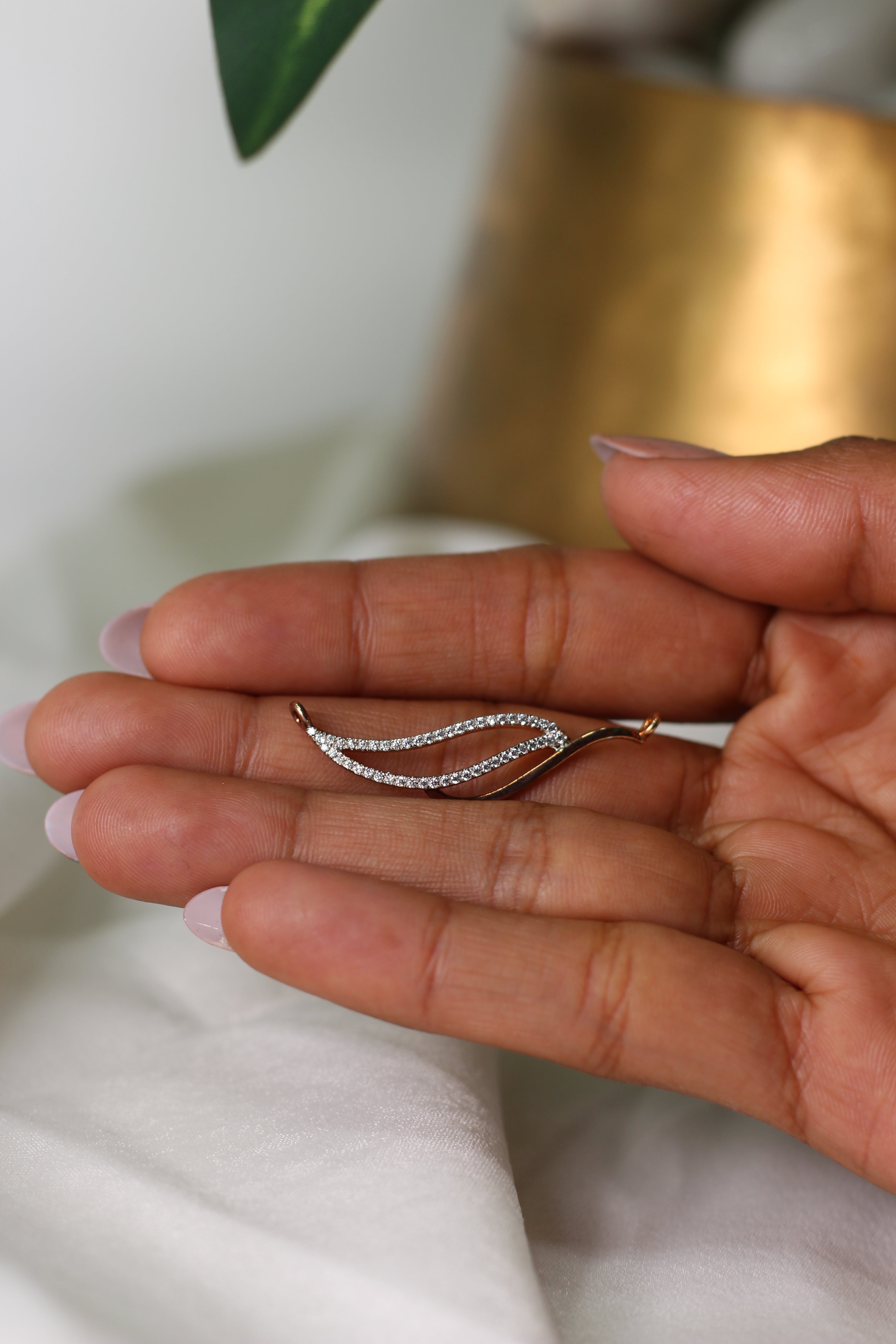 Curved Diamond Gold Pendant