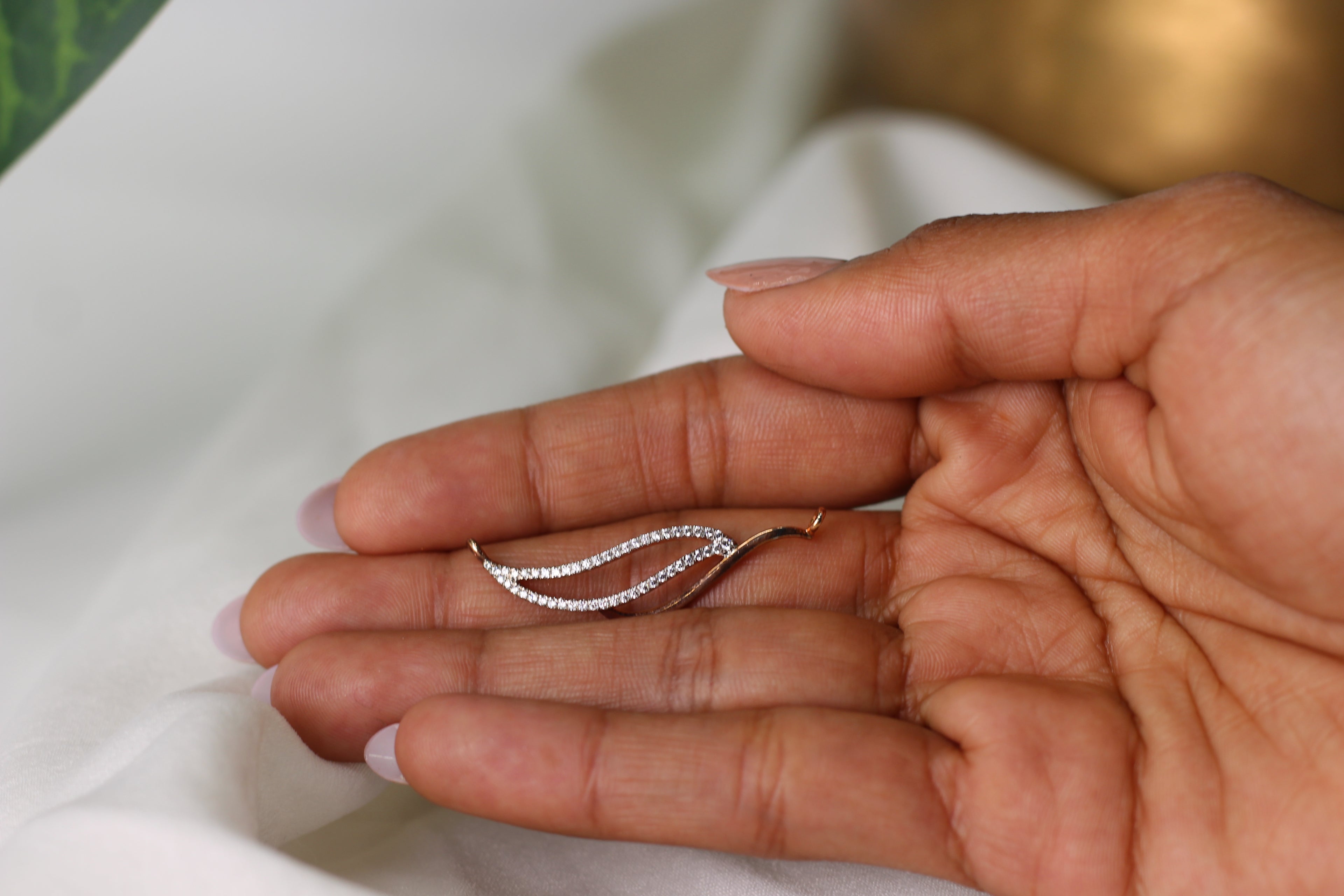 Curved Diamond Gold Pendant