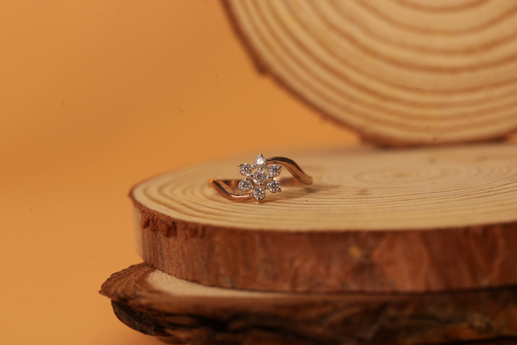 Diamond Floral Cluster Open Band Ring