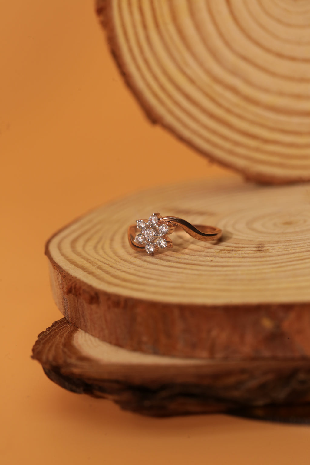 Diamond Floral Cluster Open Band Ring