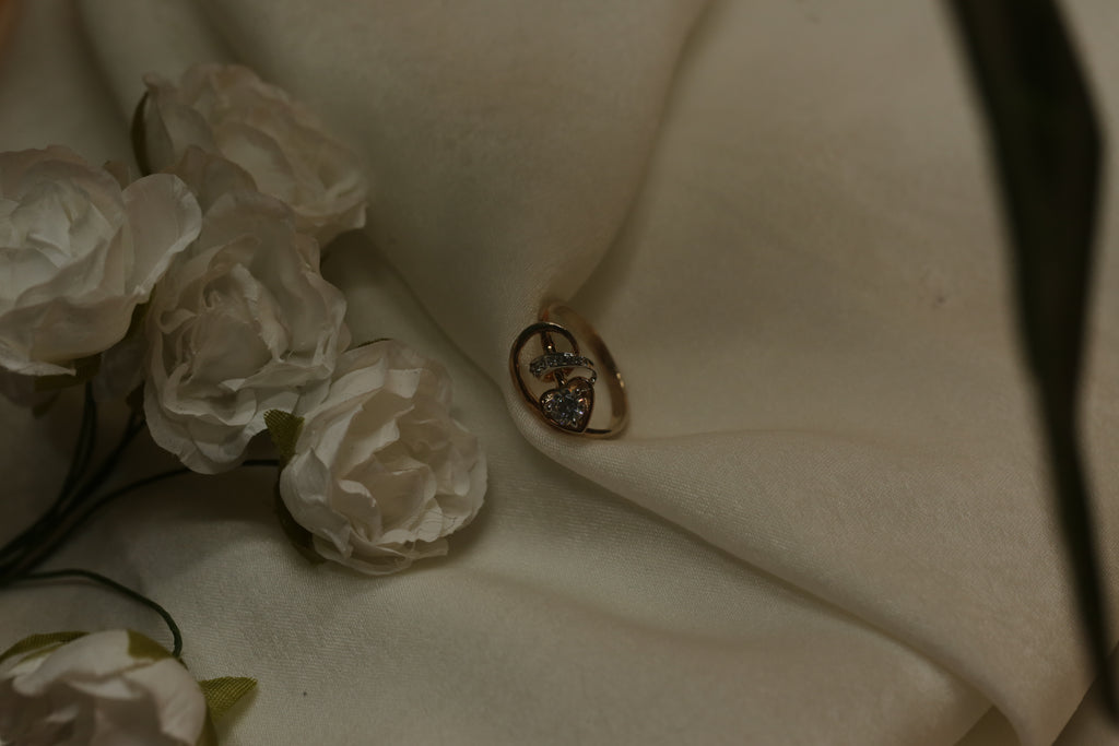 Diamond Heart Motif Open Wrap Ring
