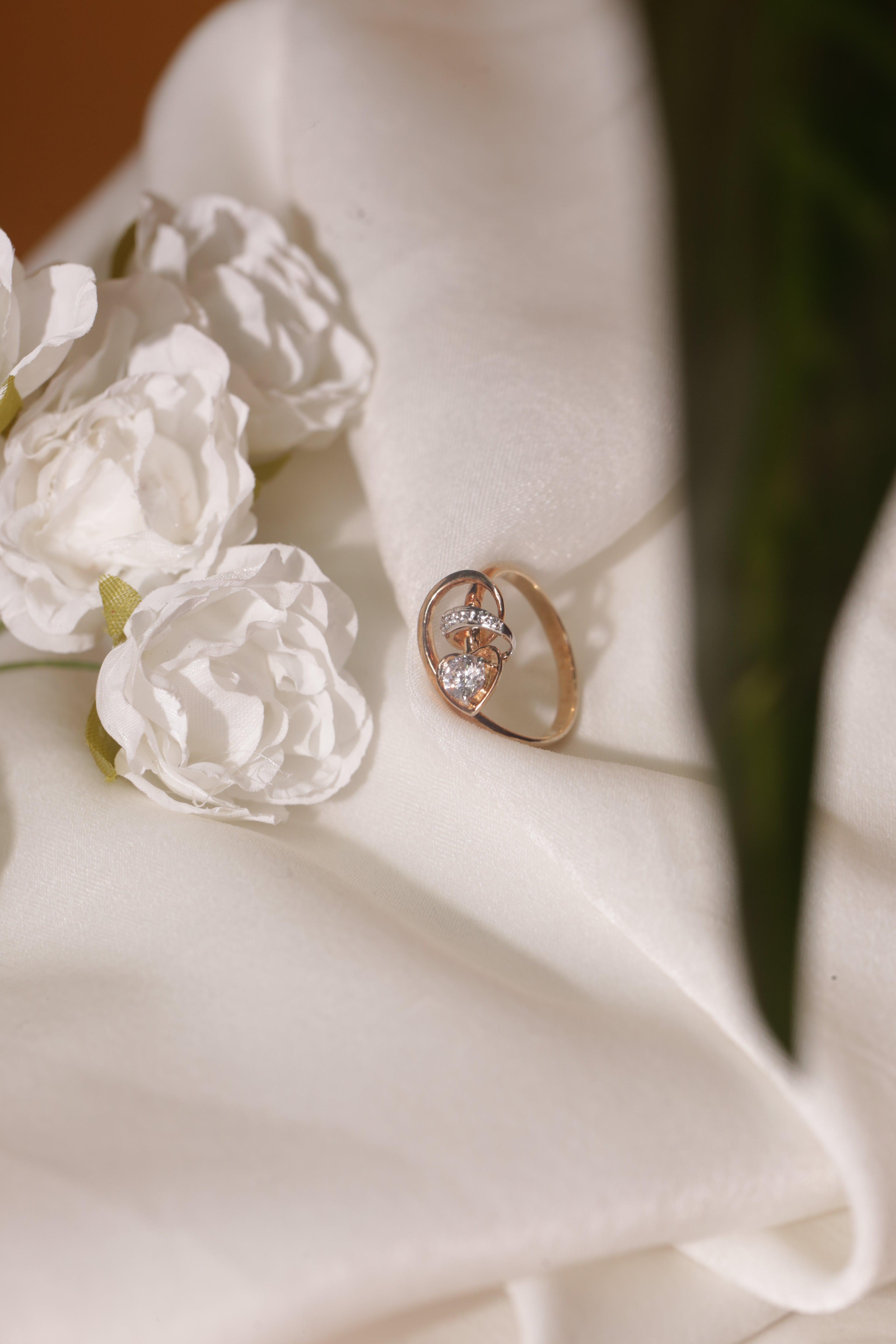 Diamond Heart Motif Open Wrap Ring