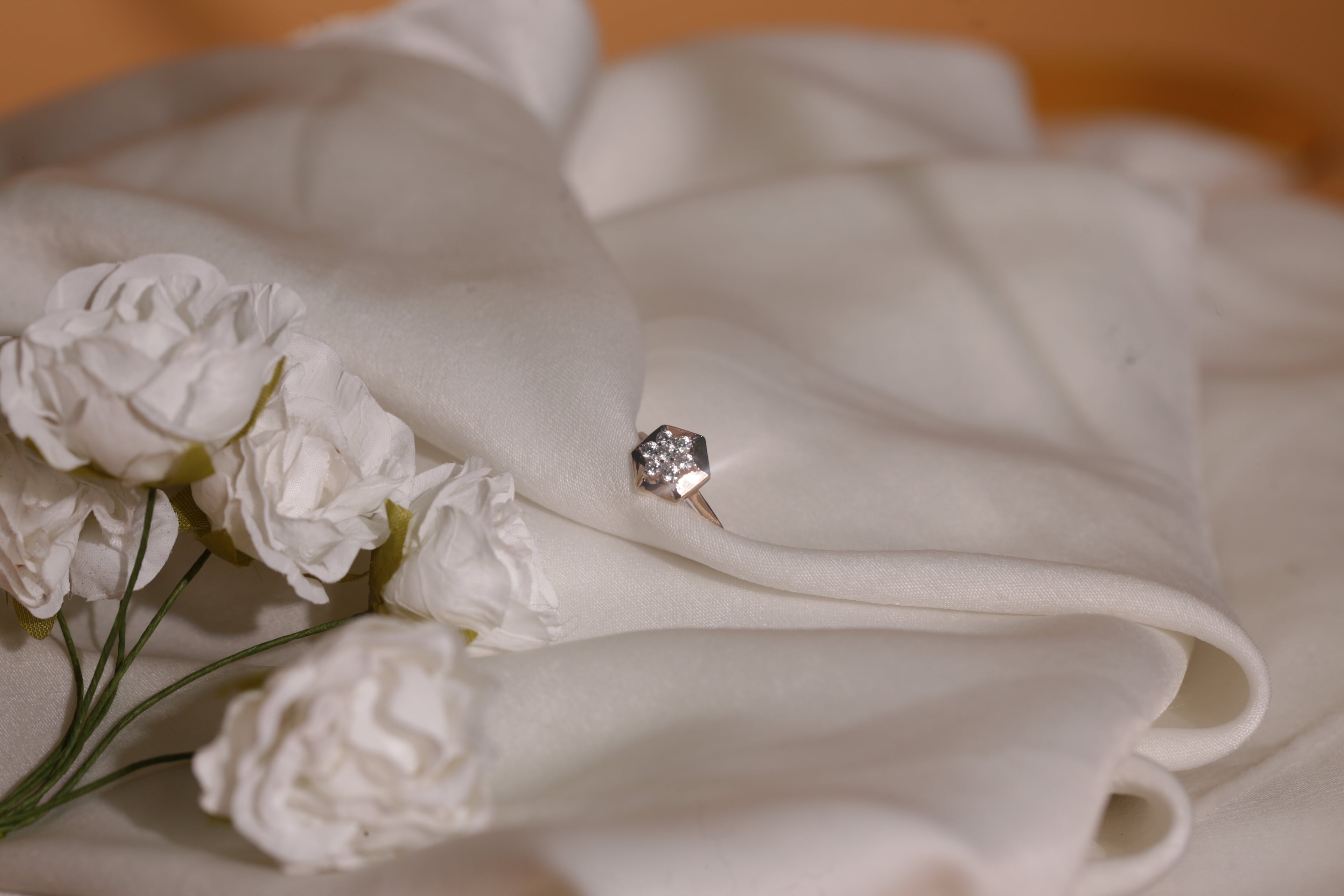 Diamond Hexagon Cluster Band Ring