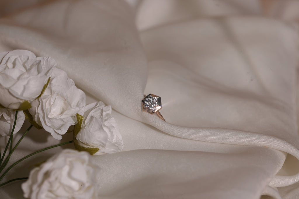 Diamond Hexagon Cluster Band Ring