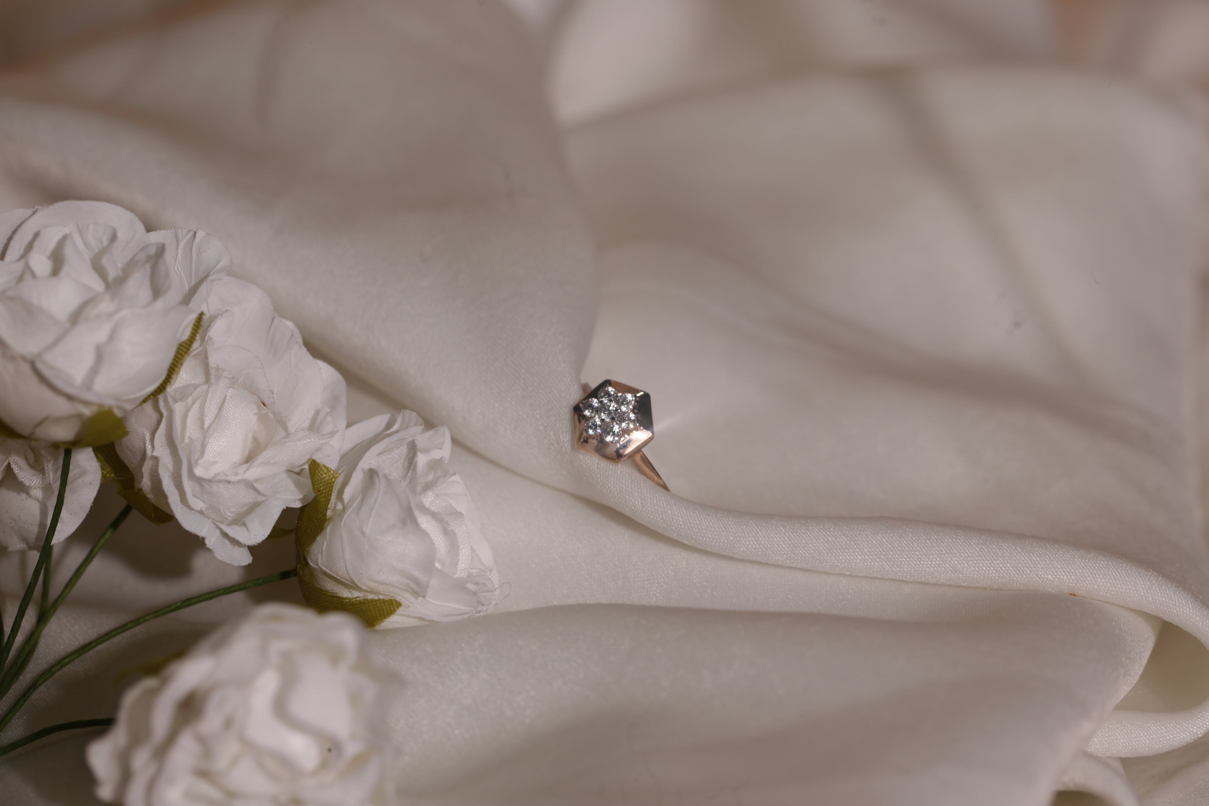 Diamond Hexagon Cluster Band Ring