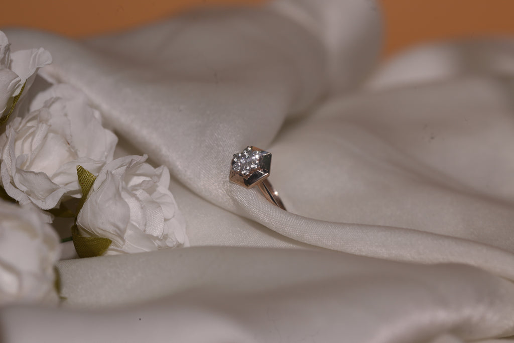 Diamond Hexagon Cluster Band Ring