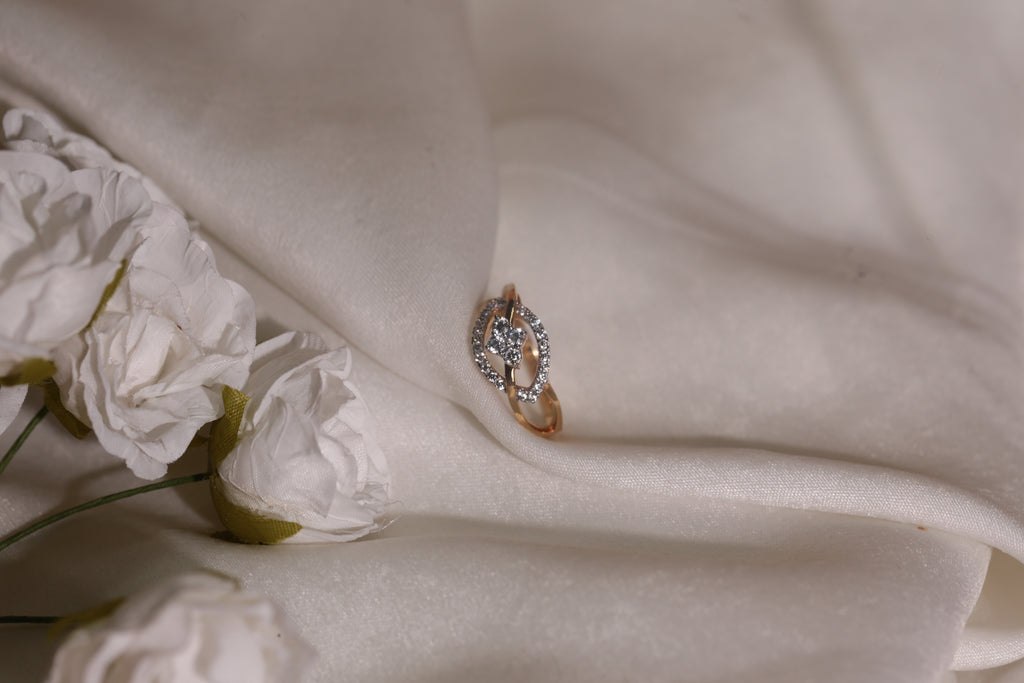 Diamond Oval Halo Open Band Ring