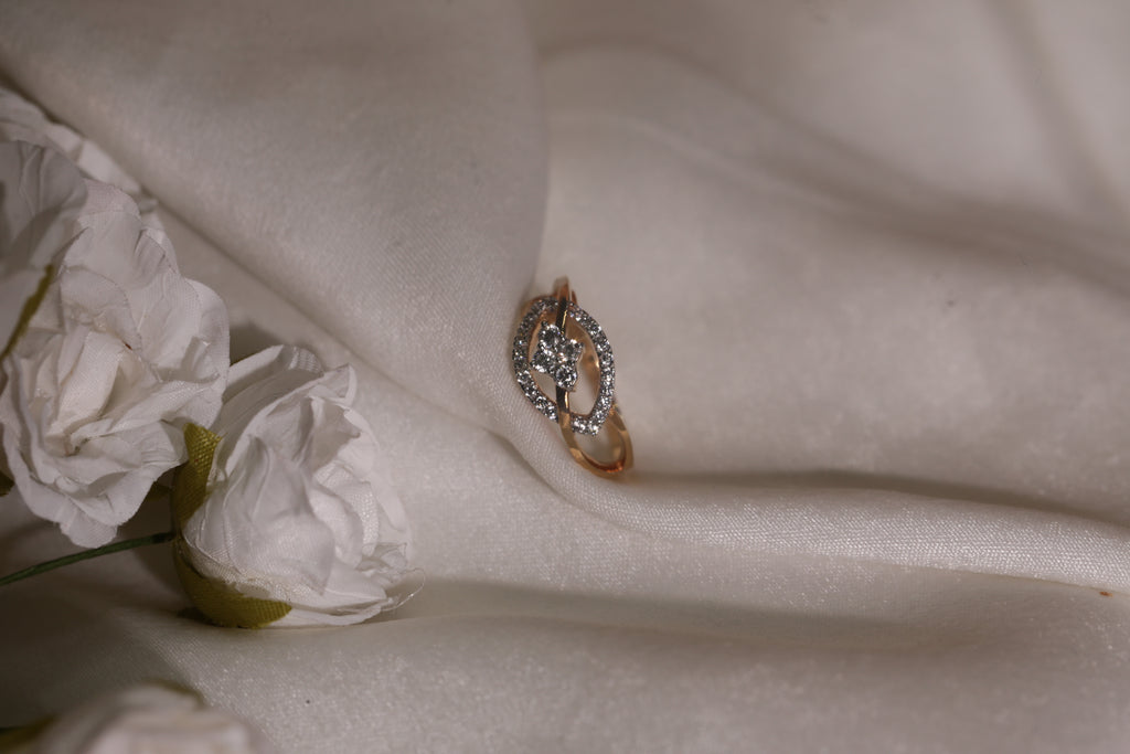 Diamond Oval Halo Open Band Ring