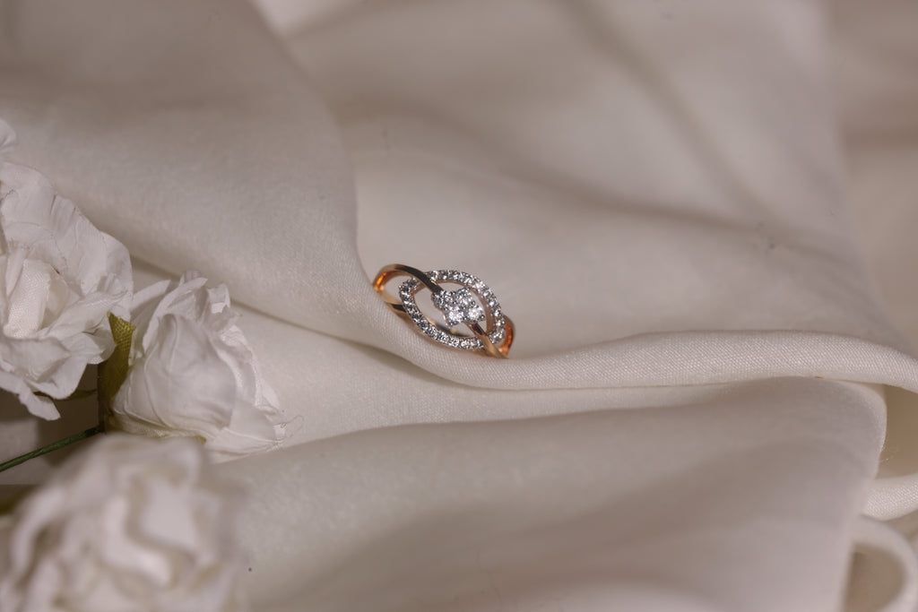 Diamond Oval Halo Open Band Ring