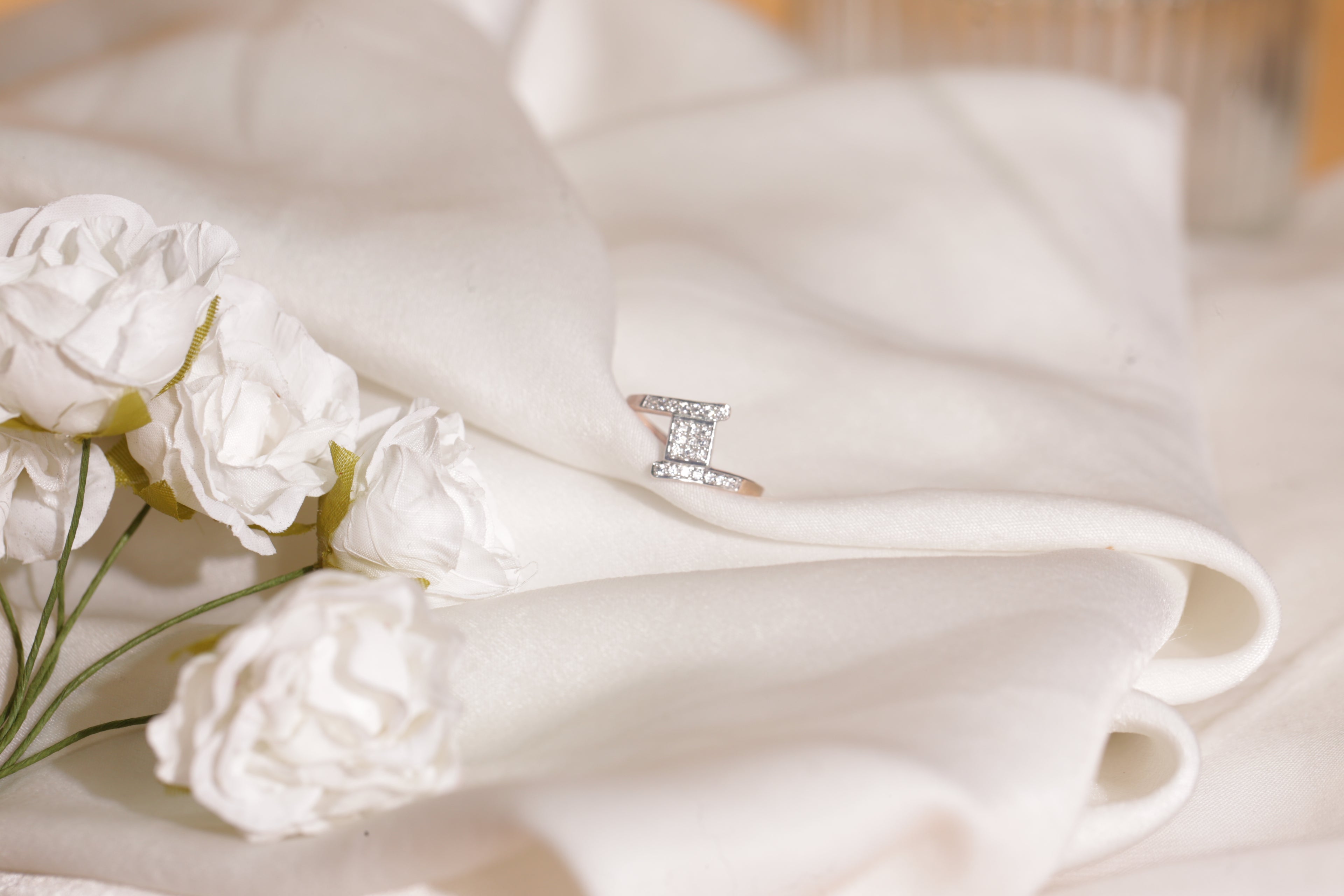 Diamond Linear Open Band Ring