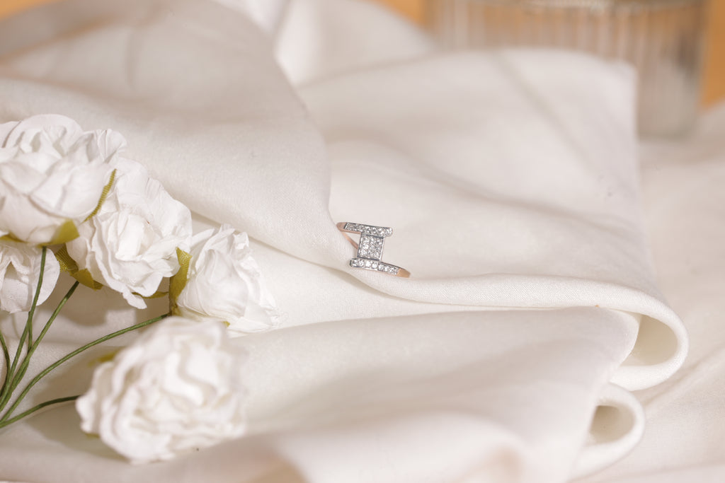 Diamond Linear Open Band Ring