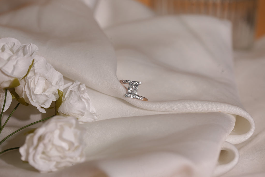 Diamond Linear Open Band Ring