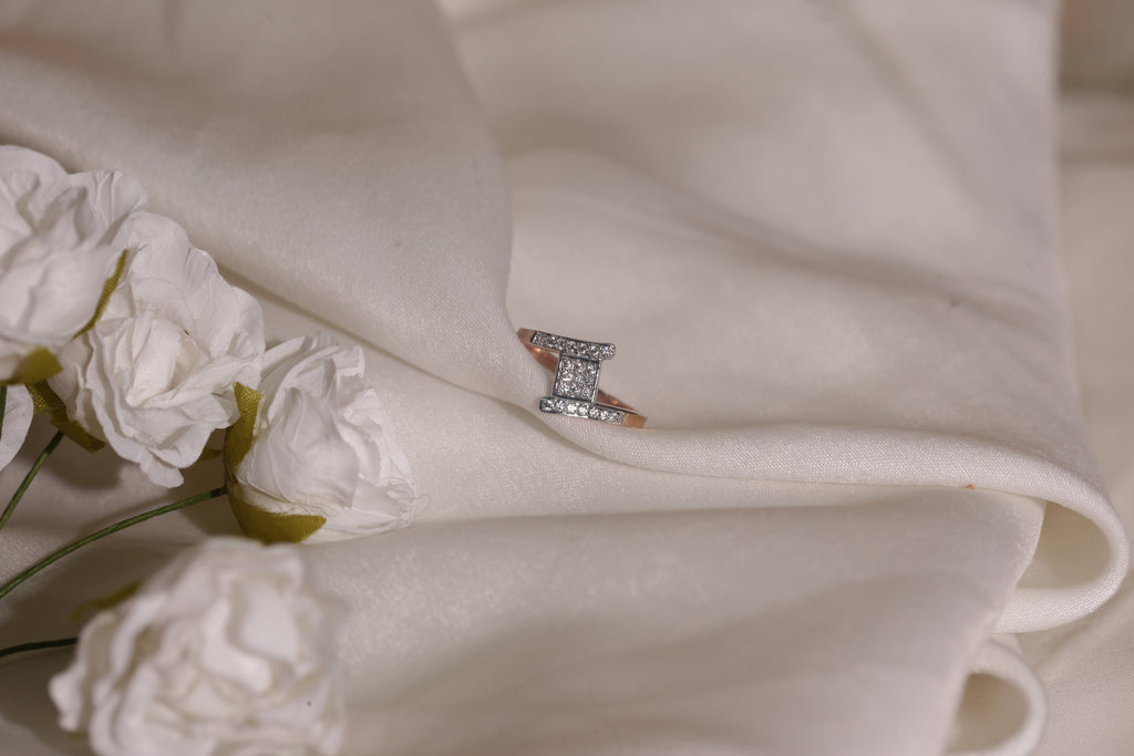 Diamond Linear Open Band Ring