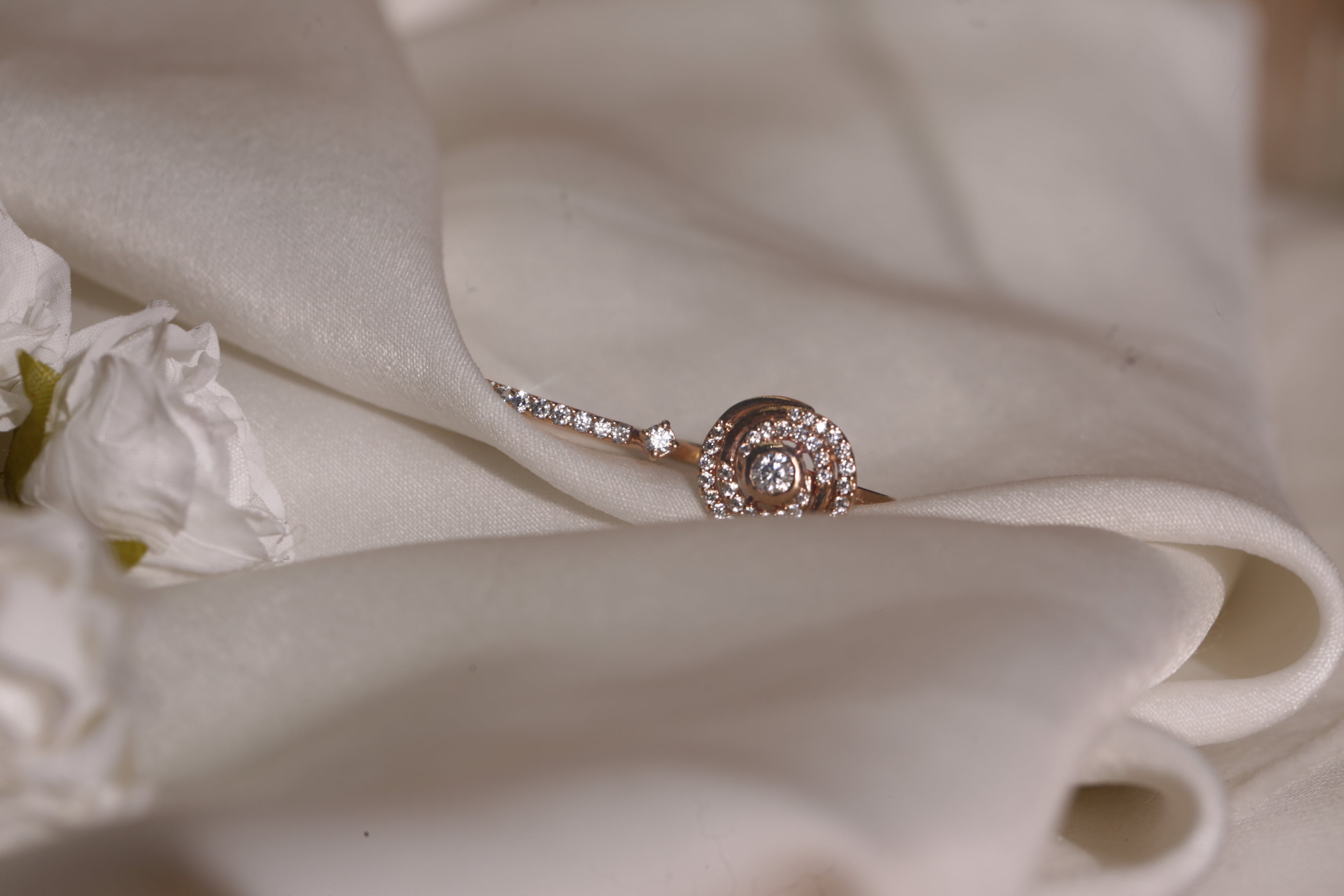 Diamond Round Halo Open Band Ring