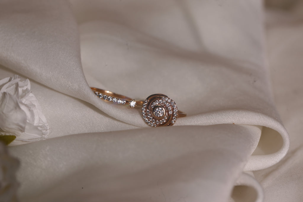 Diamond Round Halo Open Band Ring