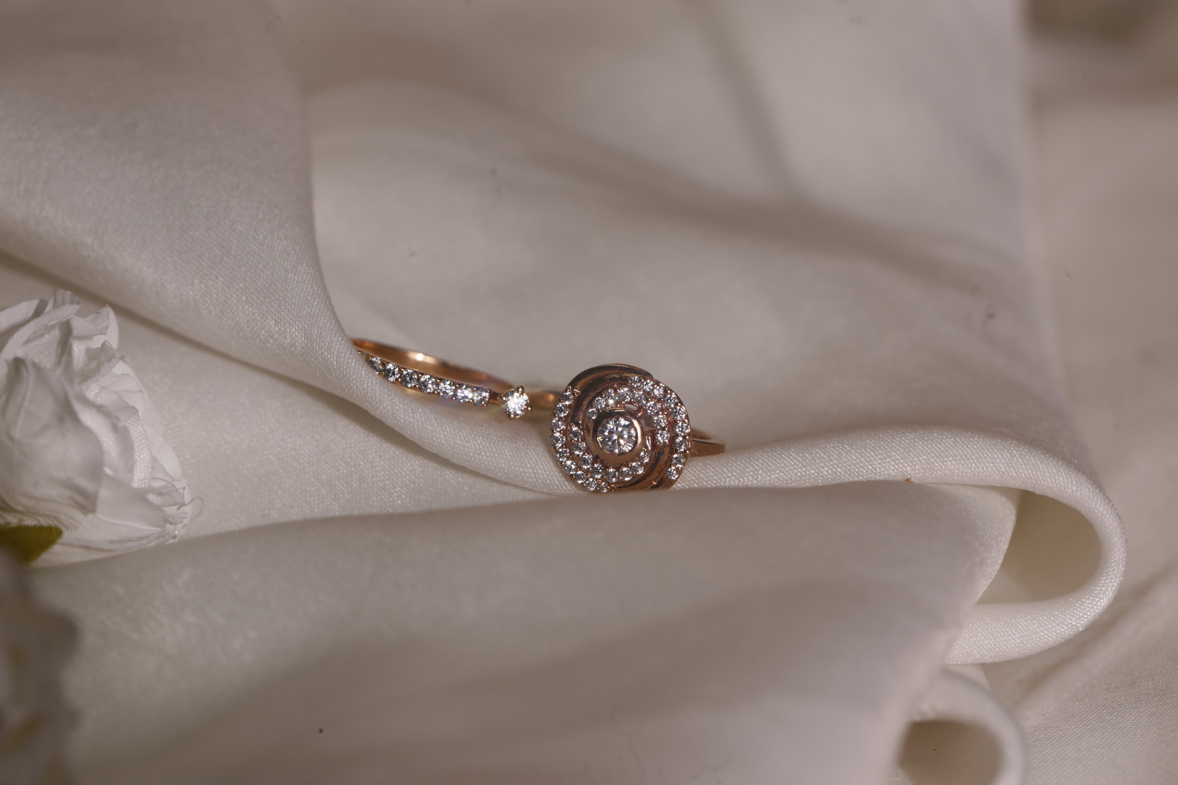 Diamond Round Halo Open Band Ring