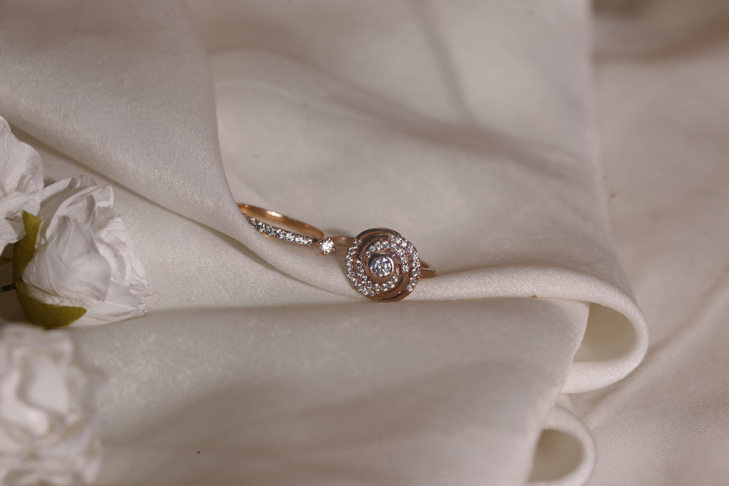 Diamond Round Halo Open Band Ring