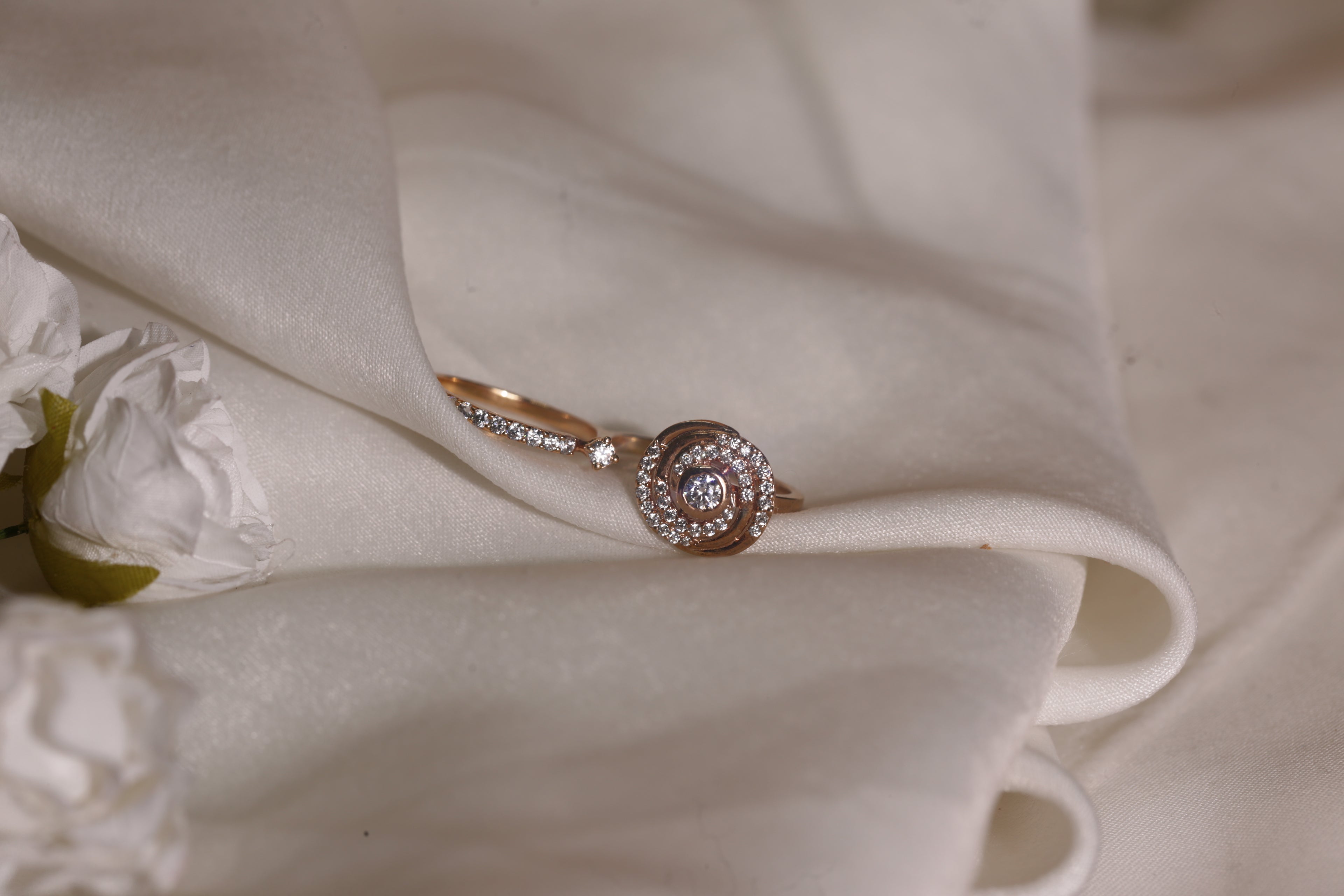 Diamond Round Halo Open Band Ring