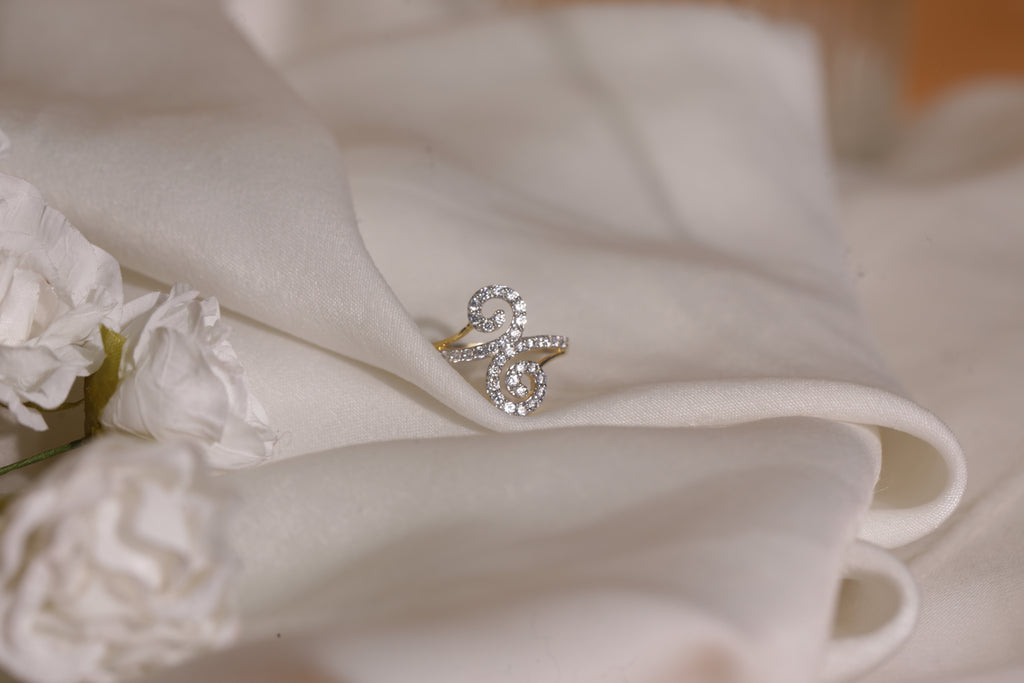 Diamond Swirl Motif Open Band Ring