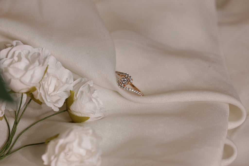 Diamond Crescent Open Band Ring