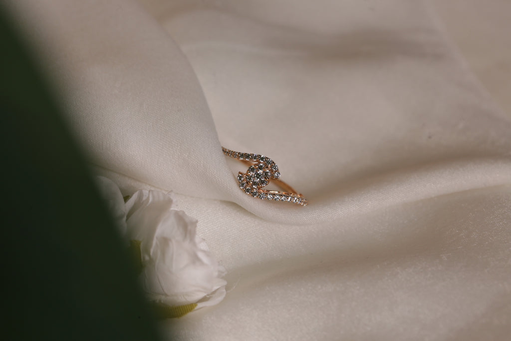 Diamond Crescent Open Band Ring