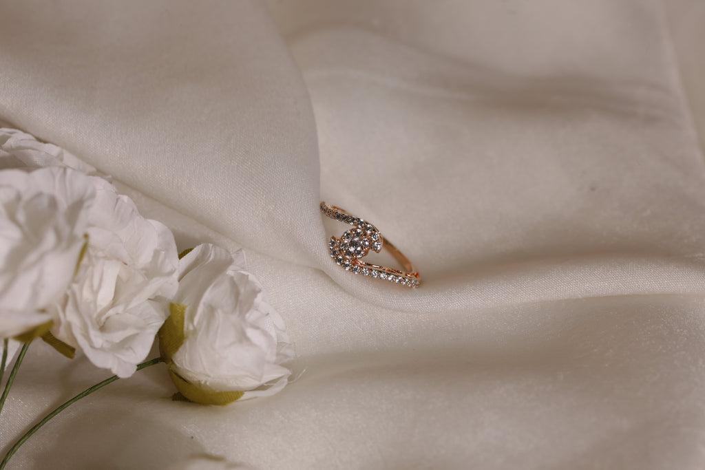 Diamond Crescent Open Band Ring