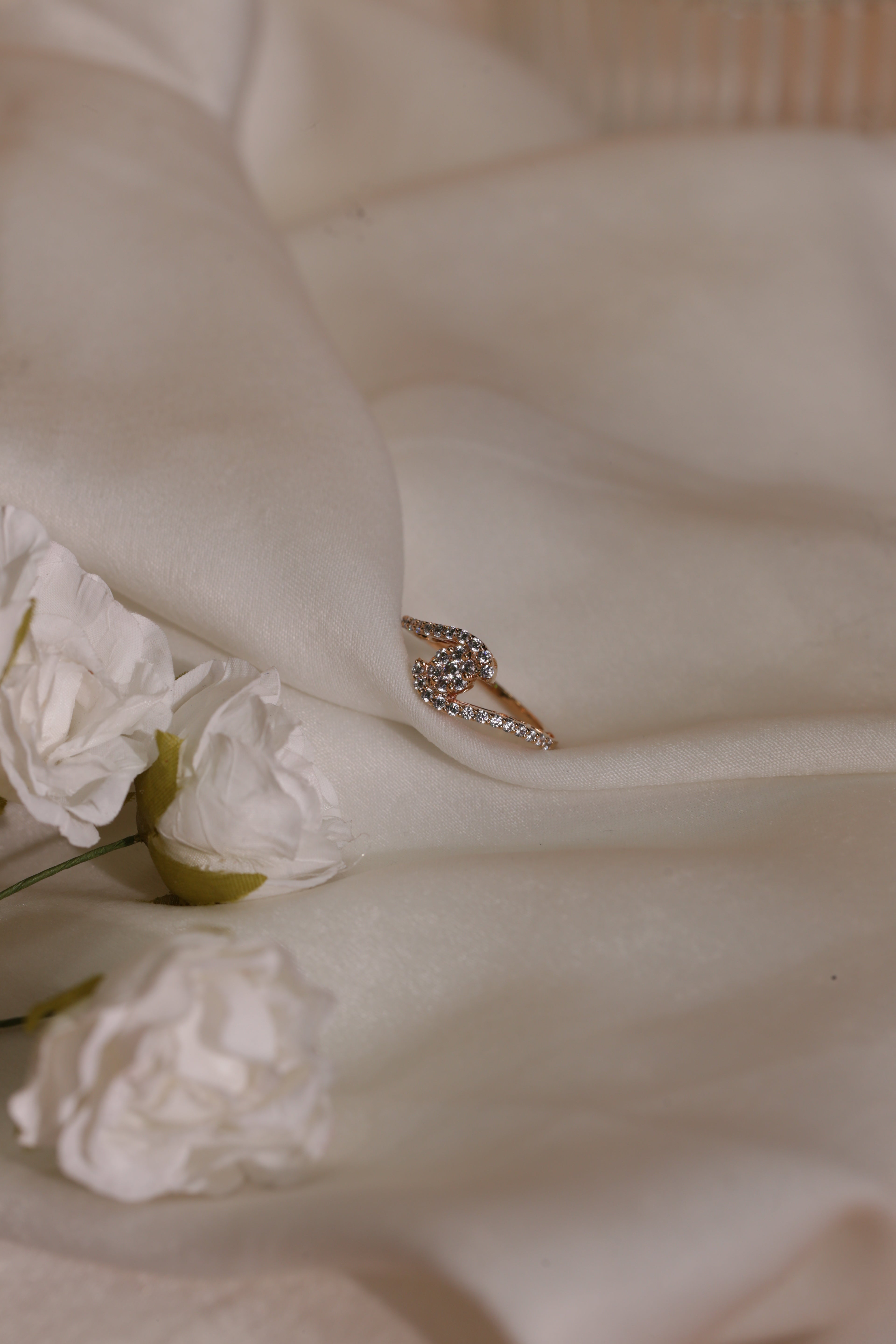 Diamond Crescent Open Band Ring
